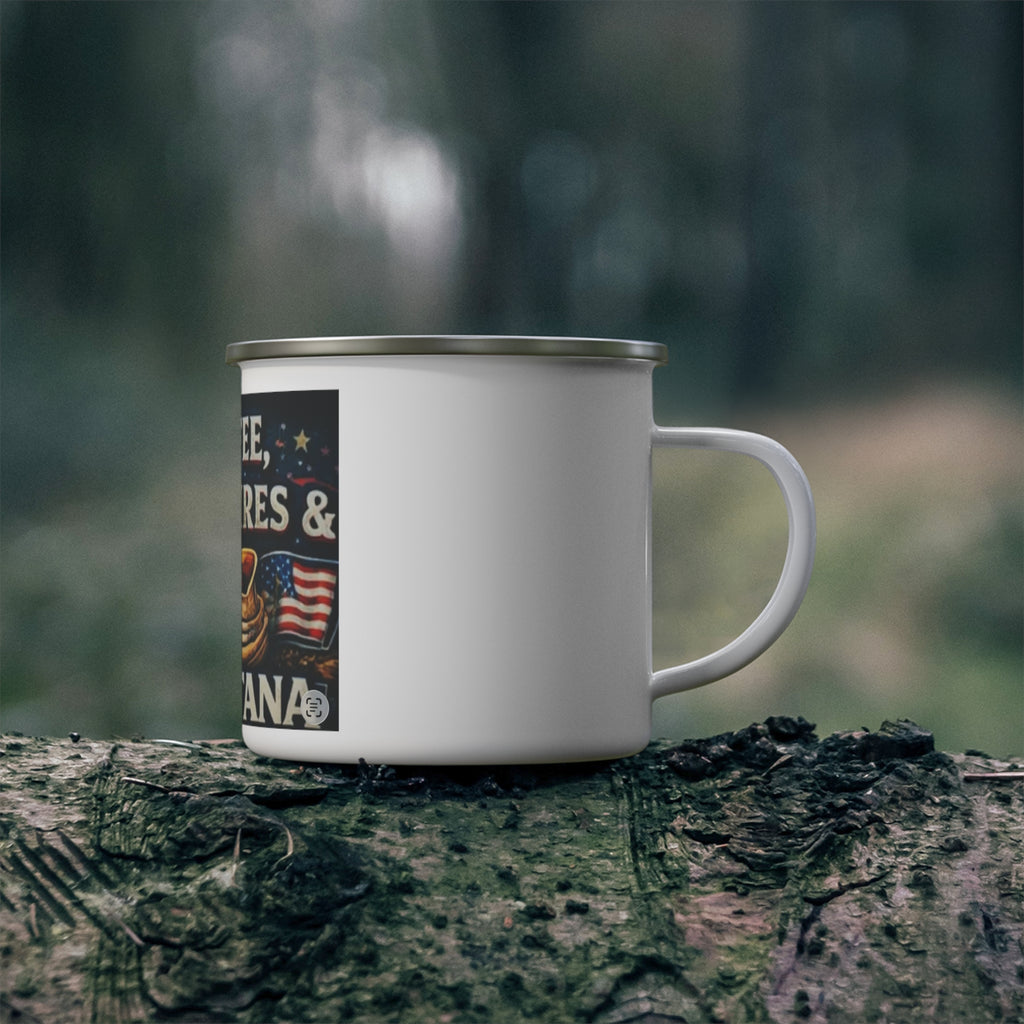 Montana Coffee, Campfires & Cowboy Enamel Camping Mug
