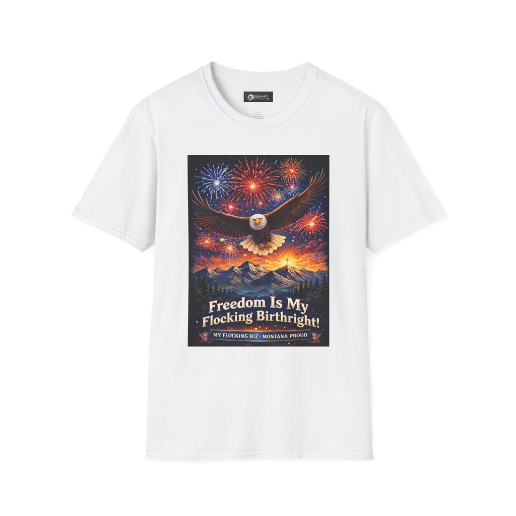 Freedom Is My Flocking Birthright eagle fireworks T-Shirt | Patriotic July 4th design