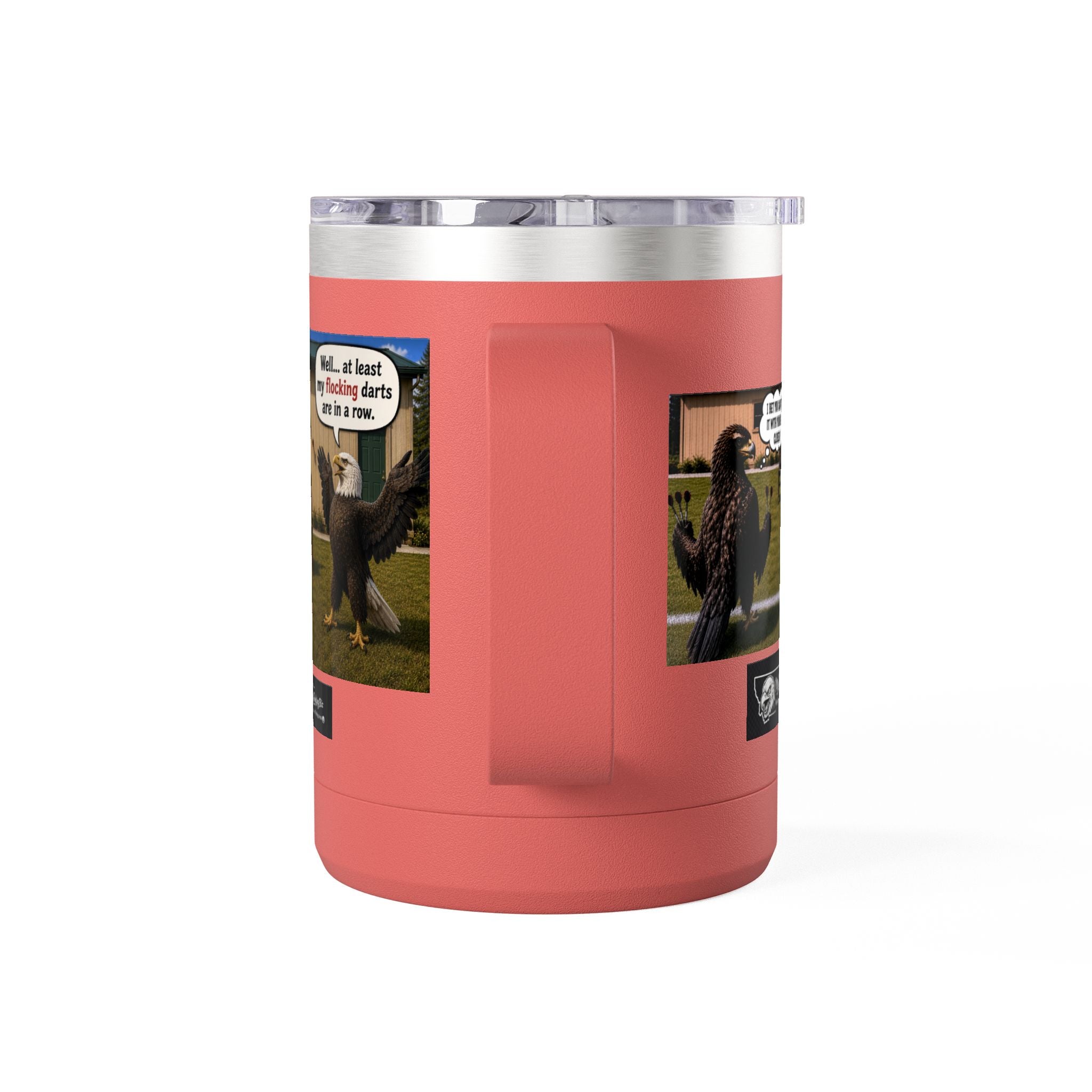 15oz Funny Turkey Dartboard Coffee Tumbler – "Well... at least my flocking darts are in a row"