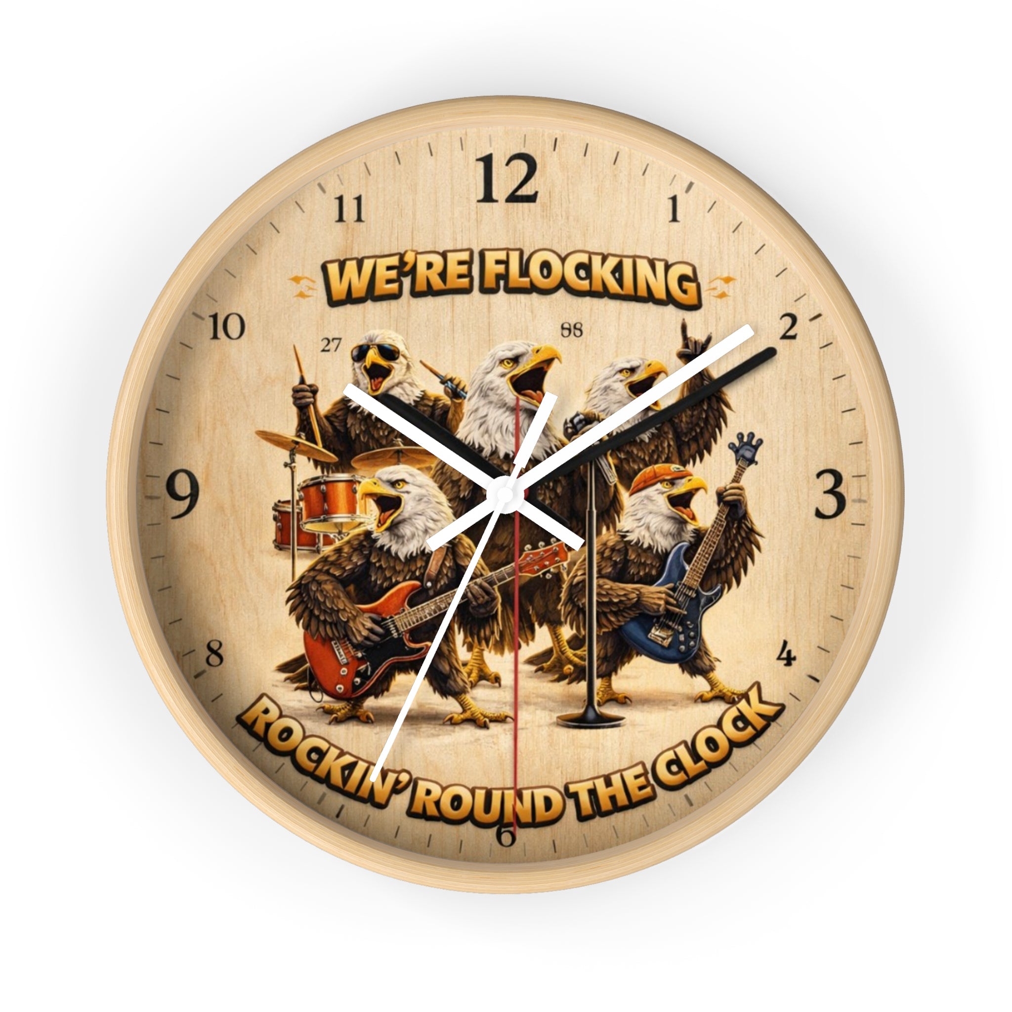 Wall Clock - 'We're Flocking Rockin' Round the Clock' Eagle Band Retro Wall Clock
