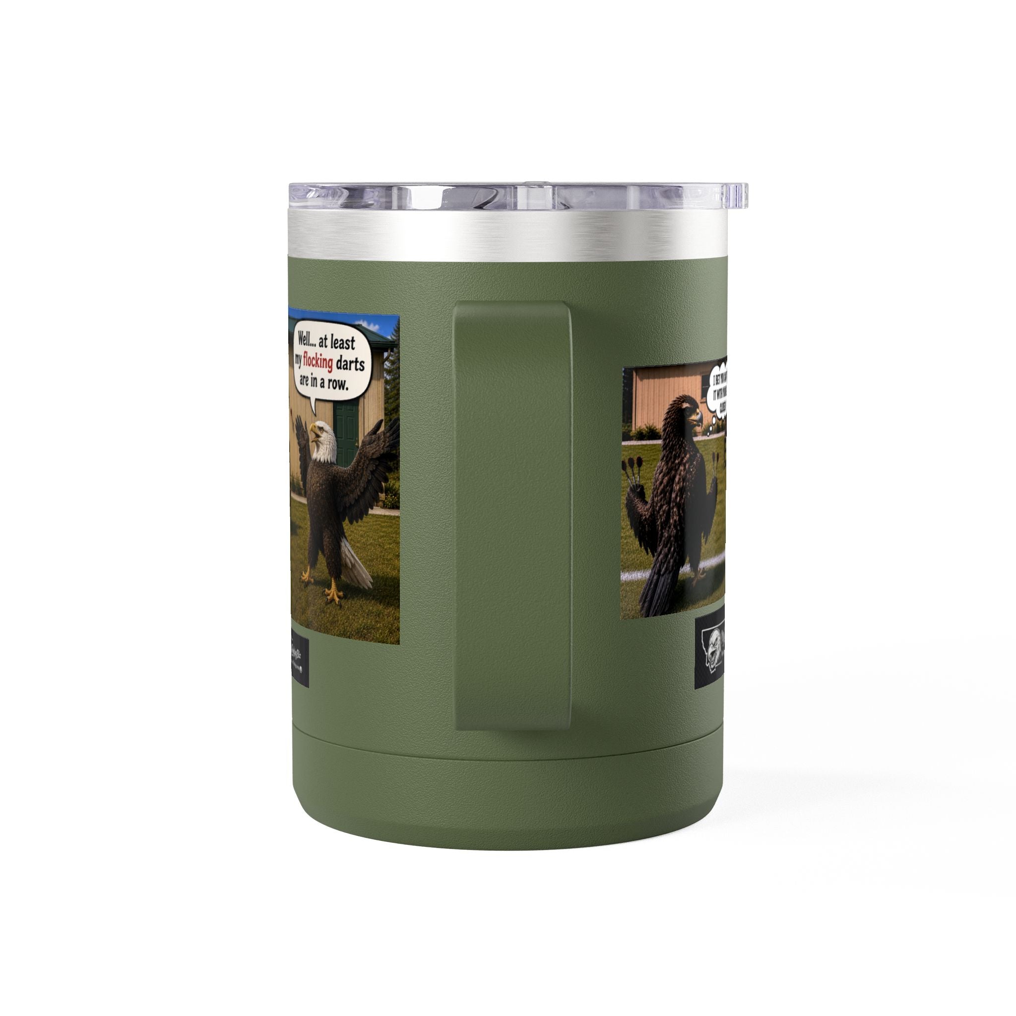 15oz Funny Turkey Dartboard Coffee Tumbler – "Well... at least my flocking darts are in a row"