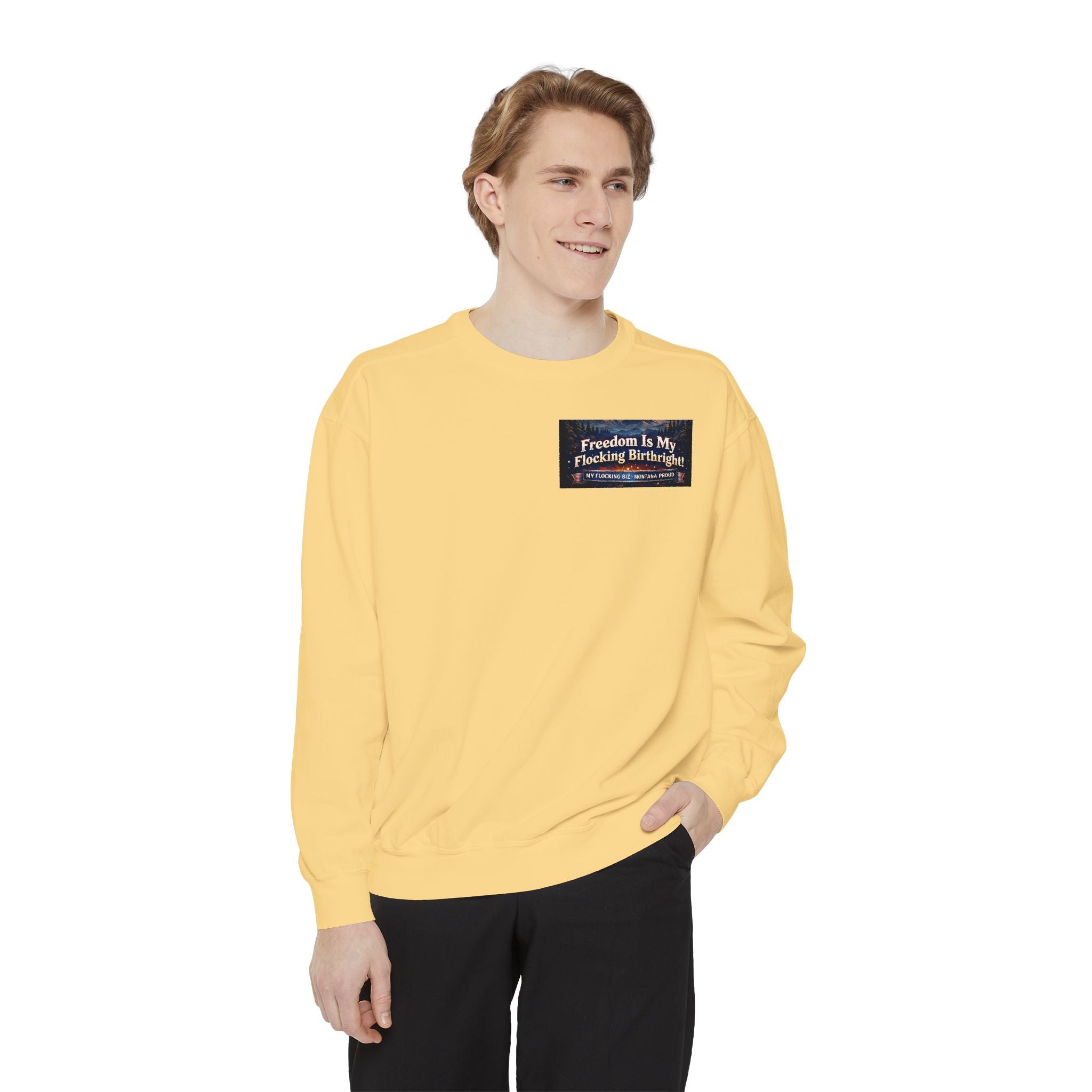 Freedom Is My Flocking Birthright Sweatshirt — Eagle & Fireworks Patriotic Crewneck