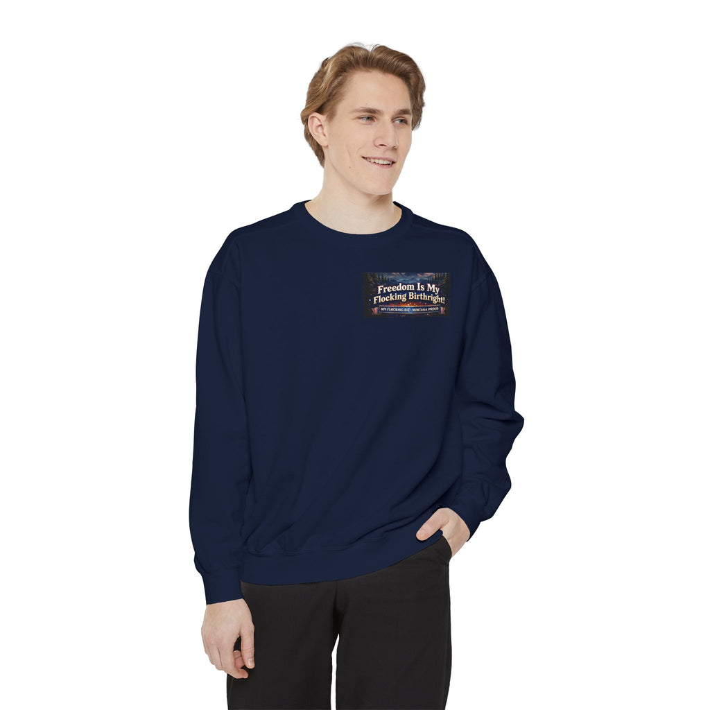 Freedom Is My Flocking Birthright Sweatshirt — Eagle & Fireworks Patriotic Crewneck