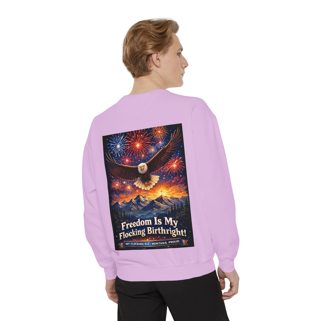 Freedom Is My Flocking Birthright Sweatshirt — Eagle & Fireworks Patriotic Crewneck