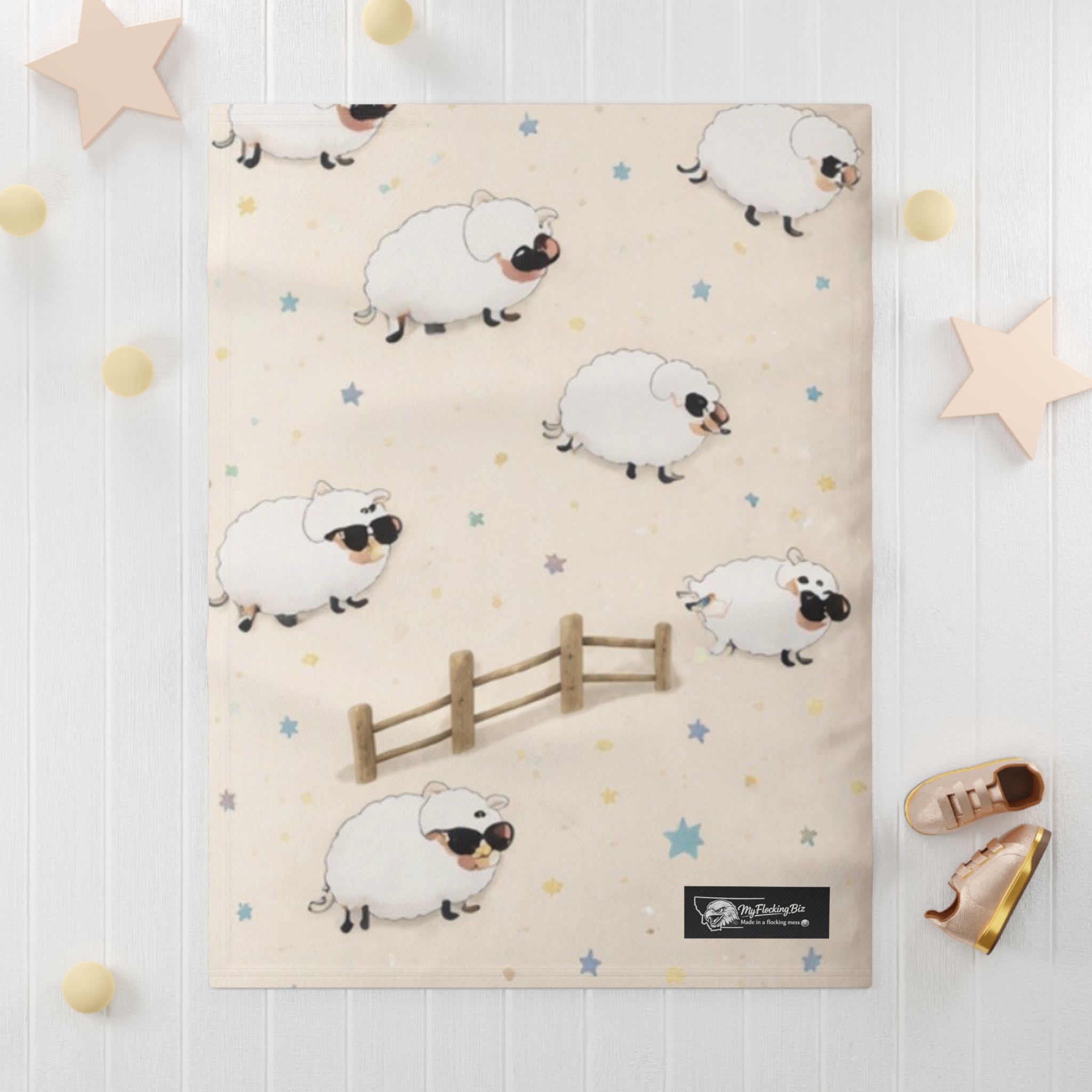 Baby Blanket — Cute Sleeping Sheep Fleece Throw for Nursery