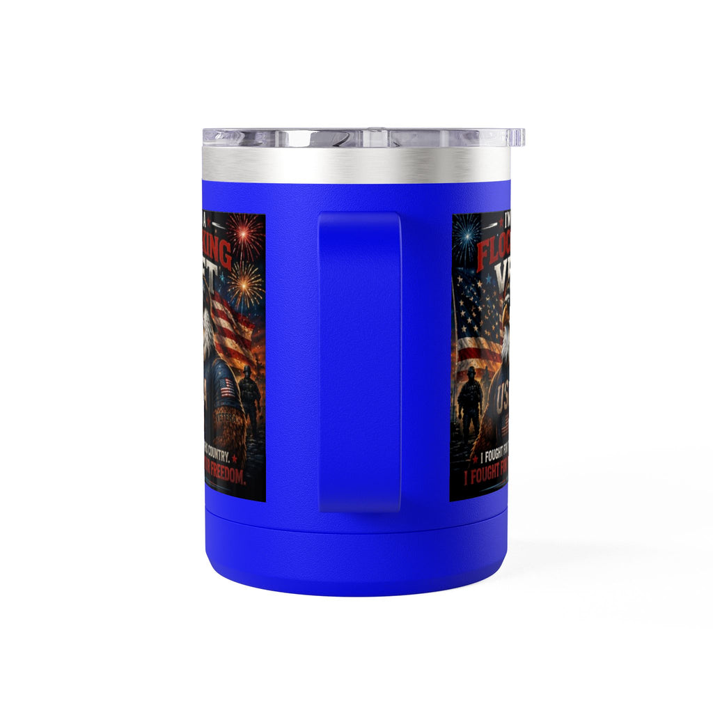 Flocking Proud Veteran Eagle Coffee Tumbler 15oz — “I’m a Flocking Vet” USA Patriotic Mug