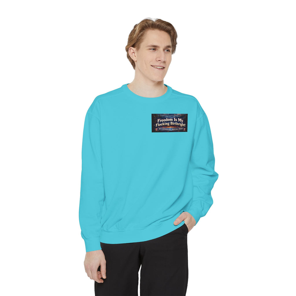 Freedom Is My Flocking Birthright Sweatshirt — Eagle & Fireworks Patriotic Crewneck