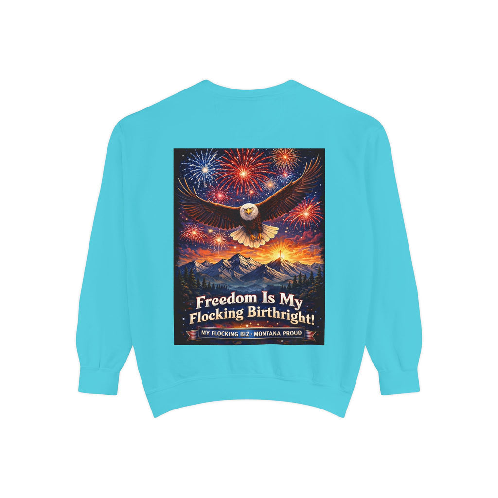 Freedom Is My Flocking Birthright Sweatshirt — Eagle & Fireworks Patriotic Crewneck