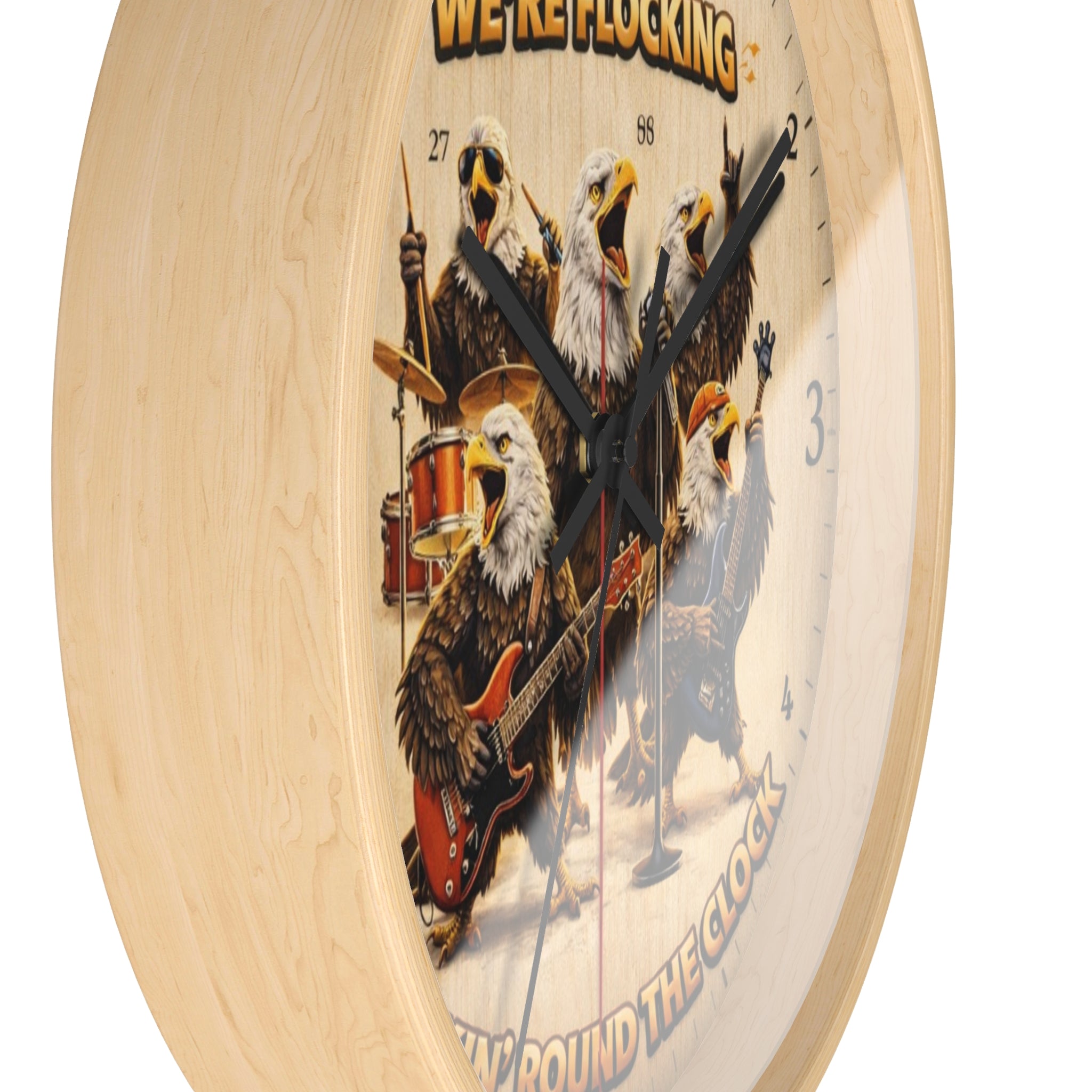 Wall Clock - 'We're Flocking Rockin' Round the Clock' Eagle Band Retro Wall Clock