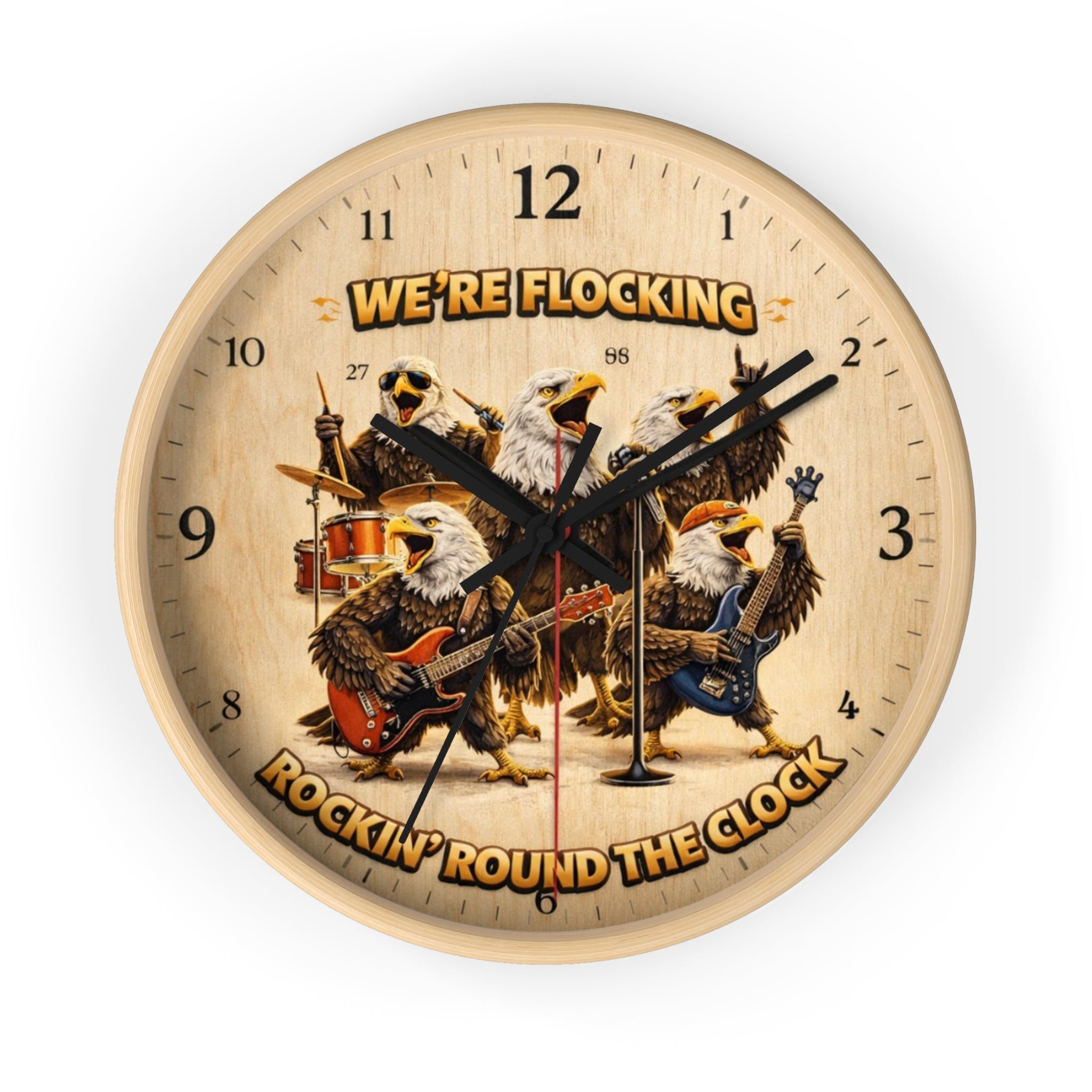 Wall Clock - 'We're Flocking Rockin' Round the Clock' Eagle Band Retro Wall Clock