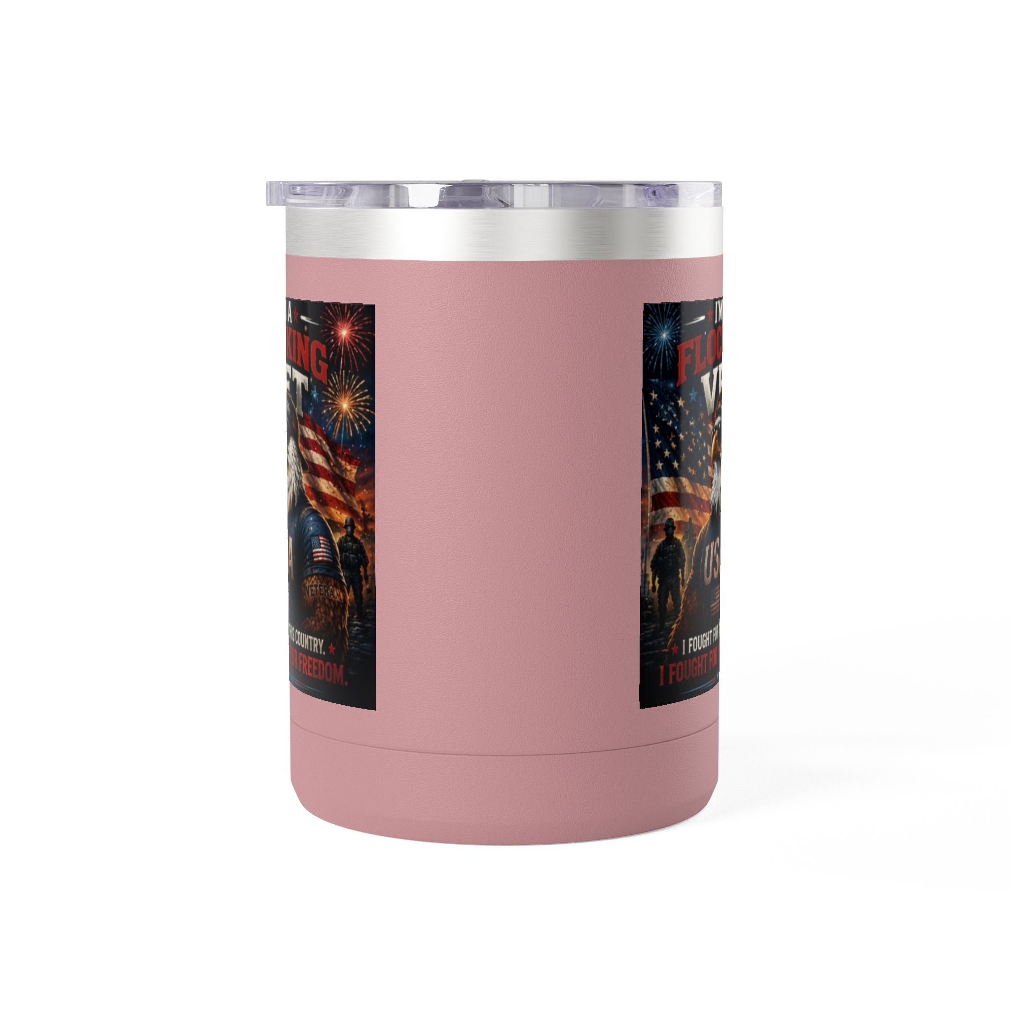 Flocking Proud Veteran Eagle Coffee Tumbler 15oz — “I’m a Flocking Vet” USA Patriotic Mug