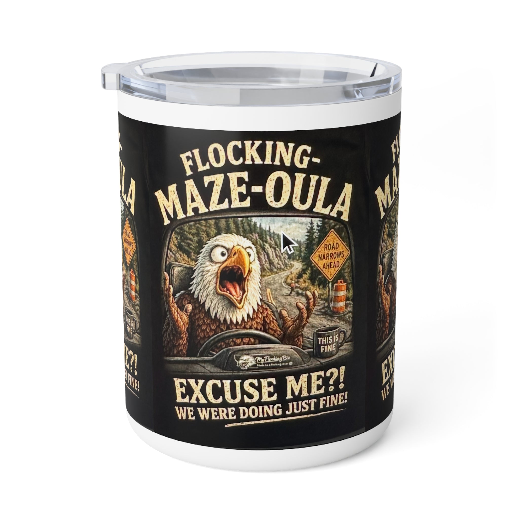"Flocking-Maze-Oula" Funny Bald Eagle Drive Design Insulated 10oz coffee mug