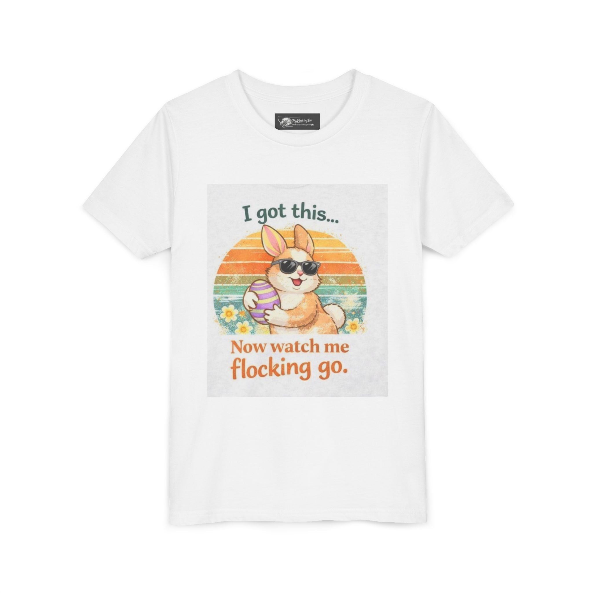 Youth Tee — "I Got This... Now Watch Me Flocking Go" Corgi Easter Graphic