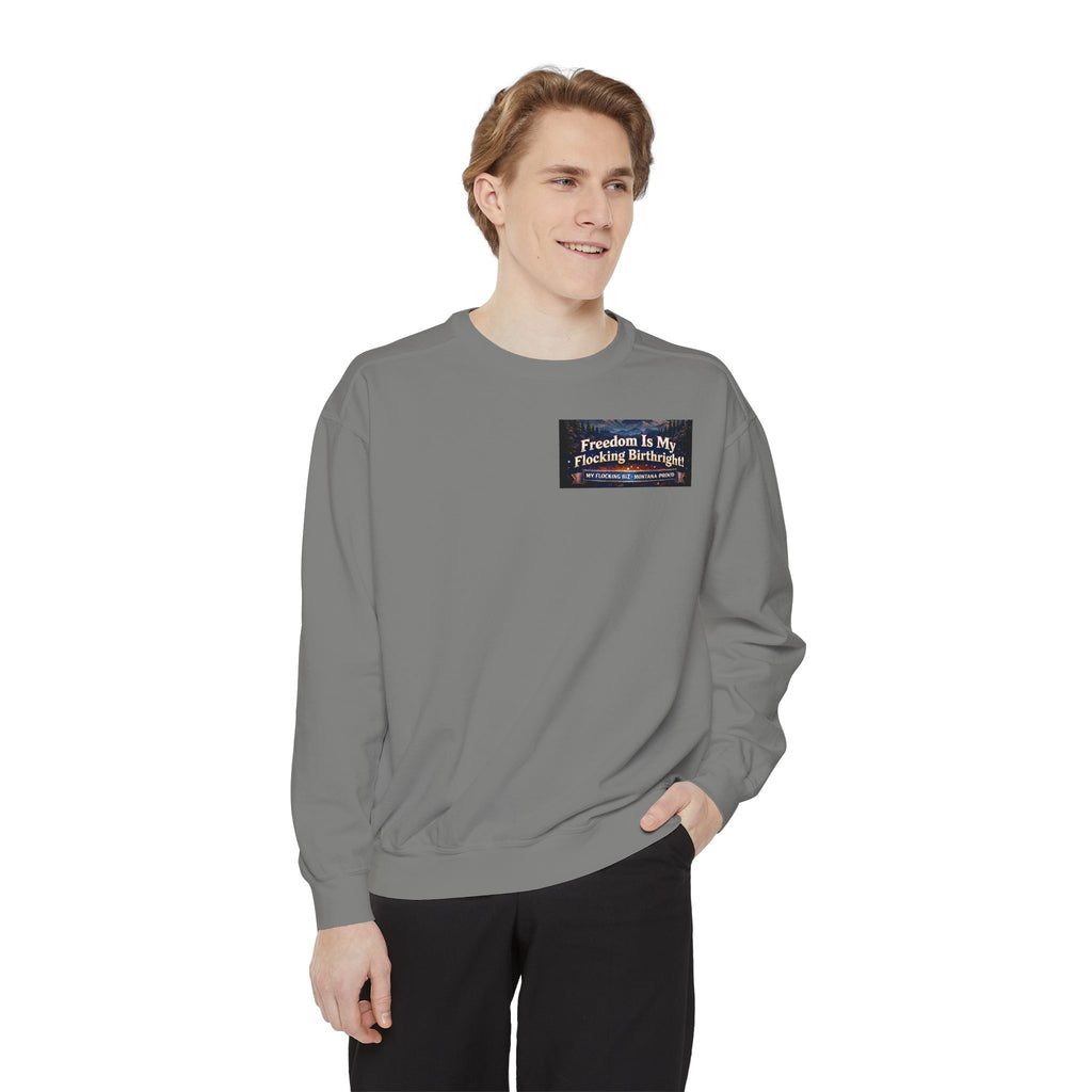 Freedom Is My Flocking Birthright Sweatshirt — Eagle & Fireworks Patriotic Crewneck