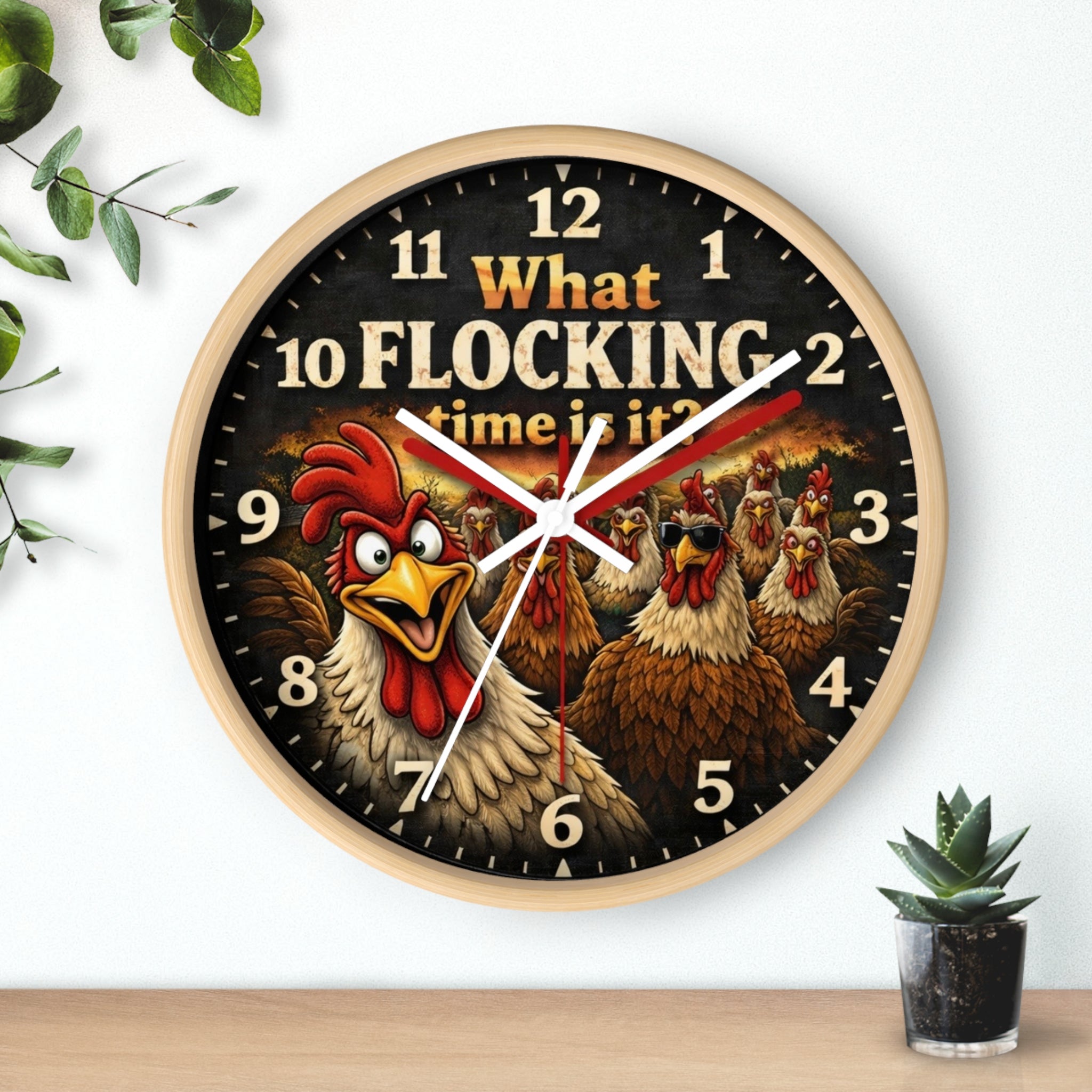 What Flocking Time Is It? Rooster Wall Clock