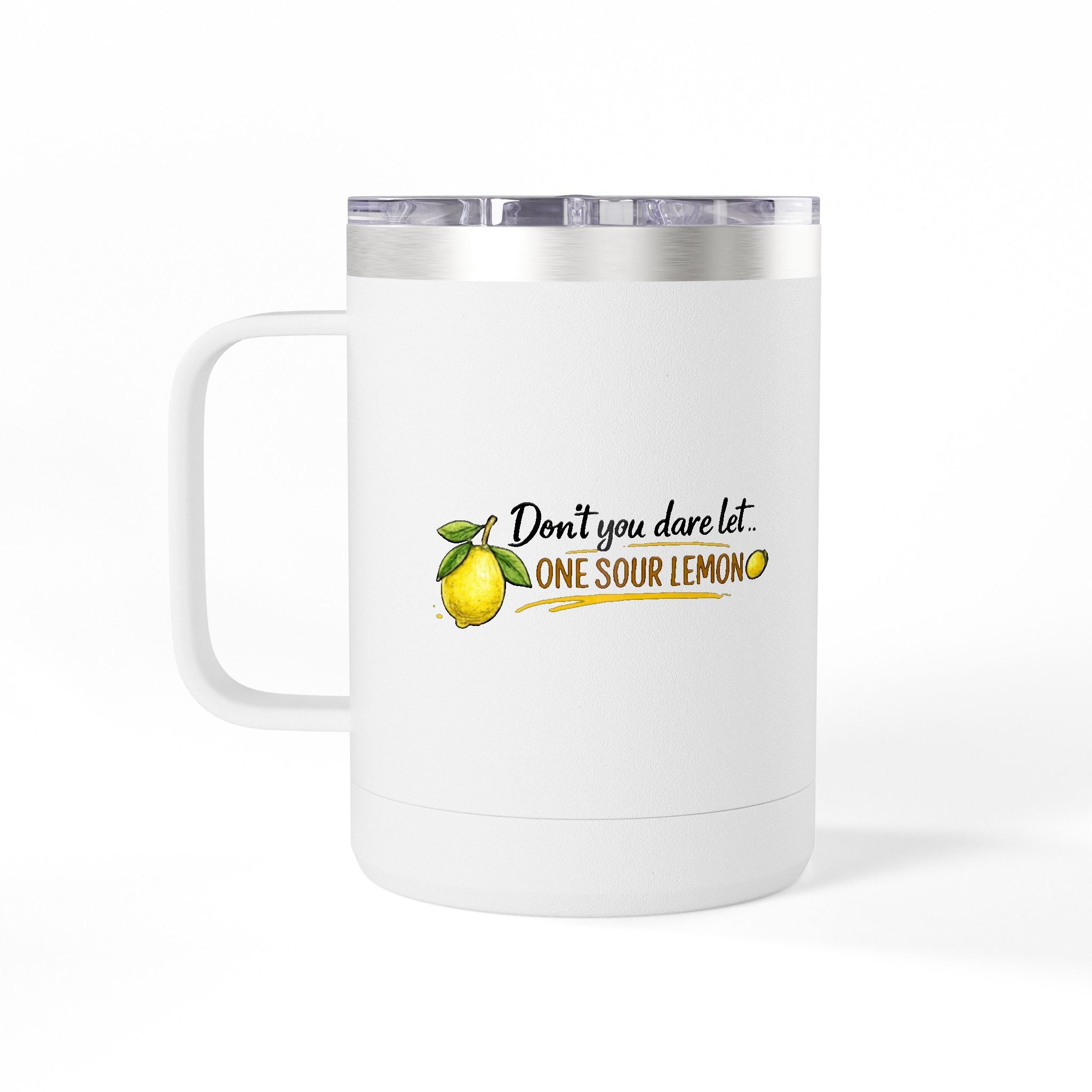 Flocking Squeeze 15oz Insulated Coffee Mug Tumbler – Cute Lemon Pun Gift