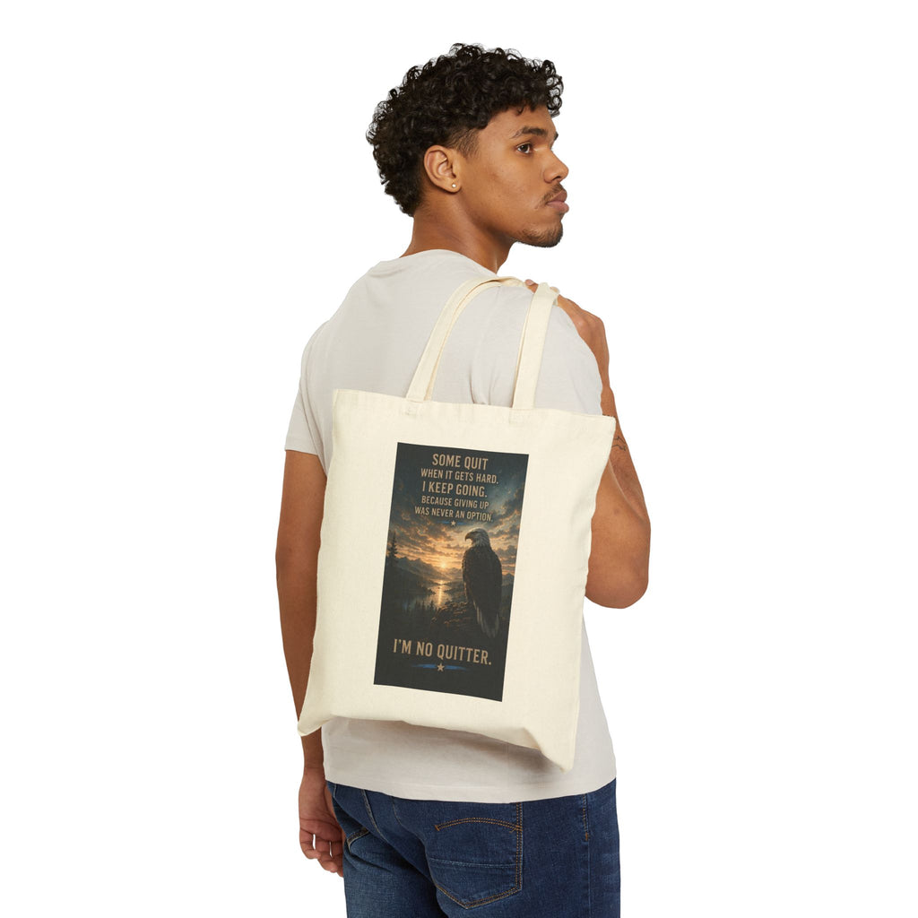 I'm No Flocking  Quitter Eagle Tote Bag — Inspirational Veteran/Military Canvas Tote