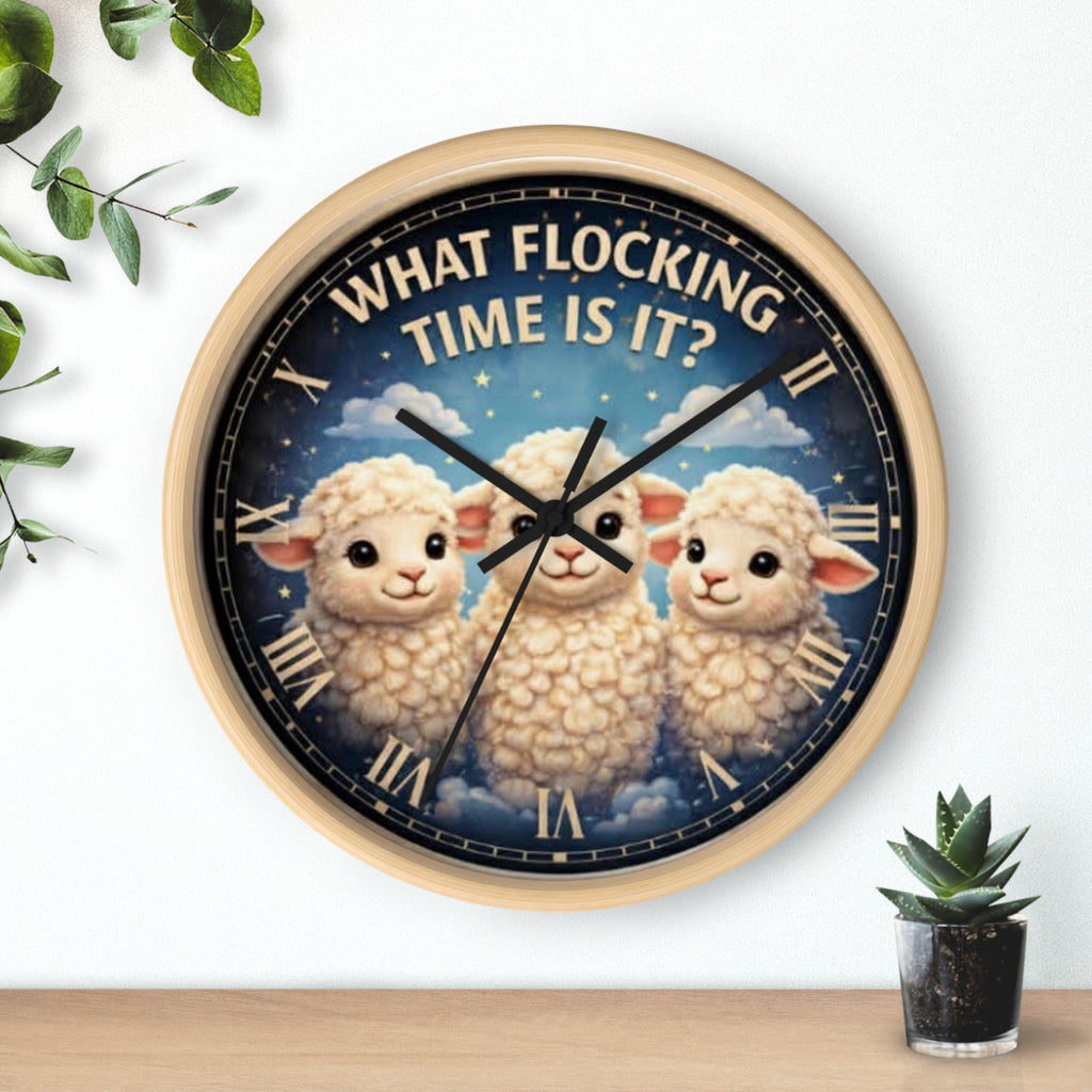 What Flocking Time Is It? Cute Lamb Wall Clock — Nursery Farm Animal Decor
