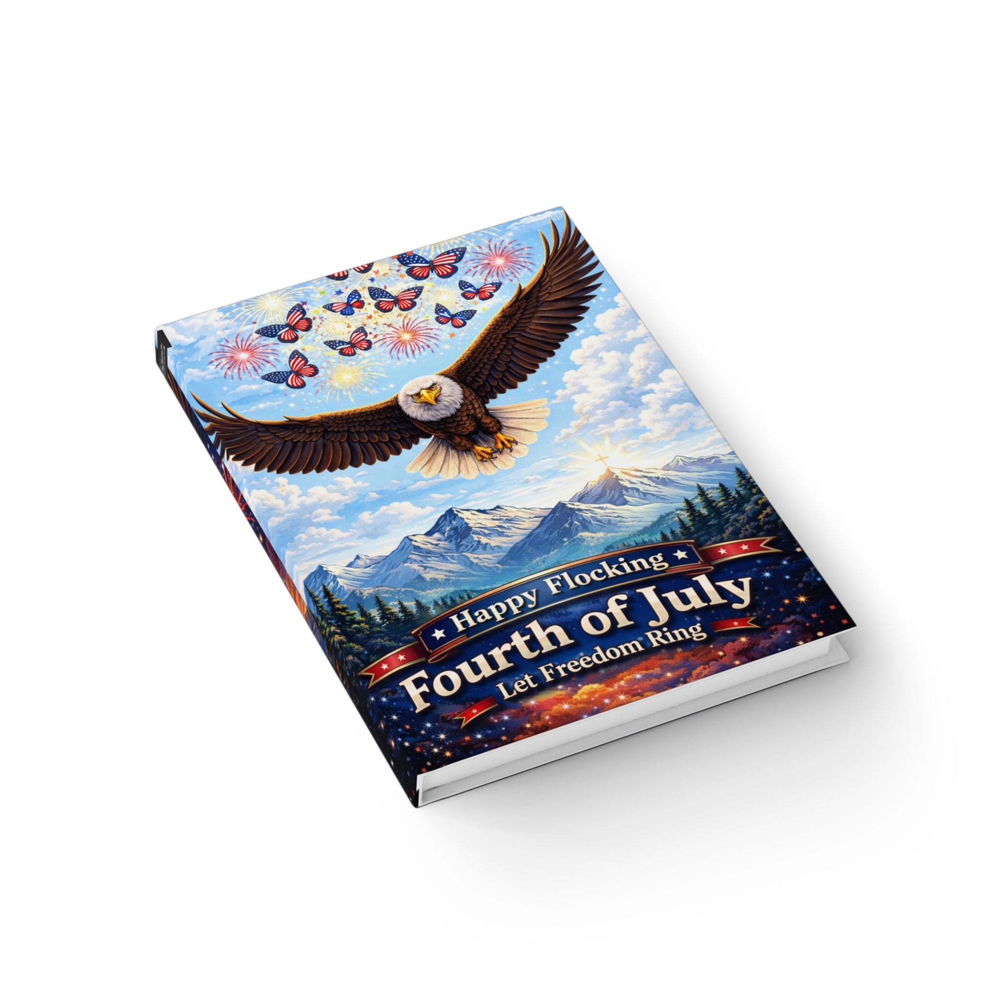 Fourth of July Eagle Journal — "Happy Flocking Fourth of July" Patriotic Ruled Notebook
