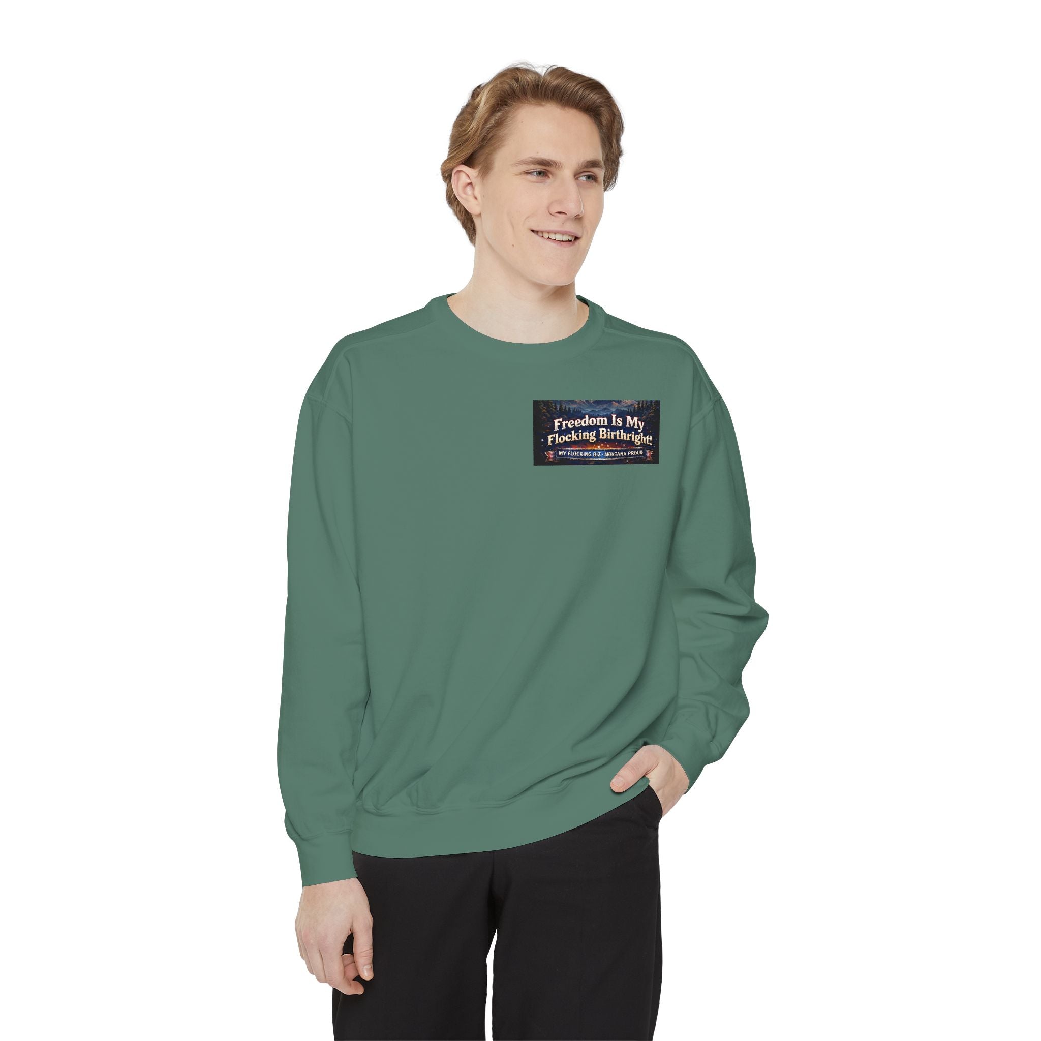 Freedom Is My Flocking Birthright Sweatshirt — Eagle & Fireworks Patriotic Crewneck