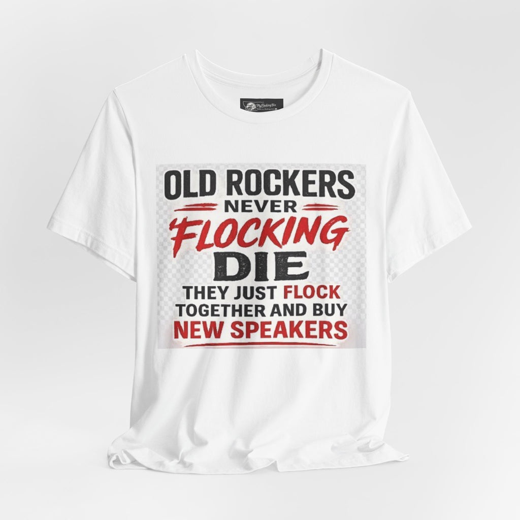 Rockers Never Die Graphic Tee — "Old Rockers Never Flocking Die" Vintage Music T-Shirt