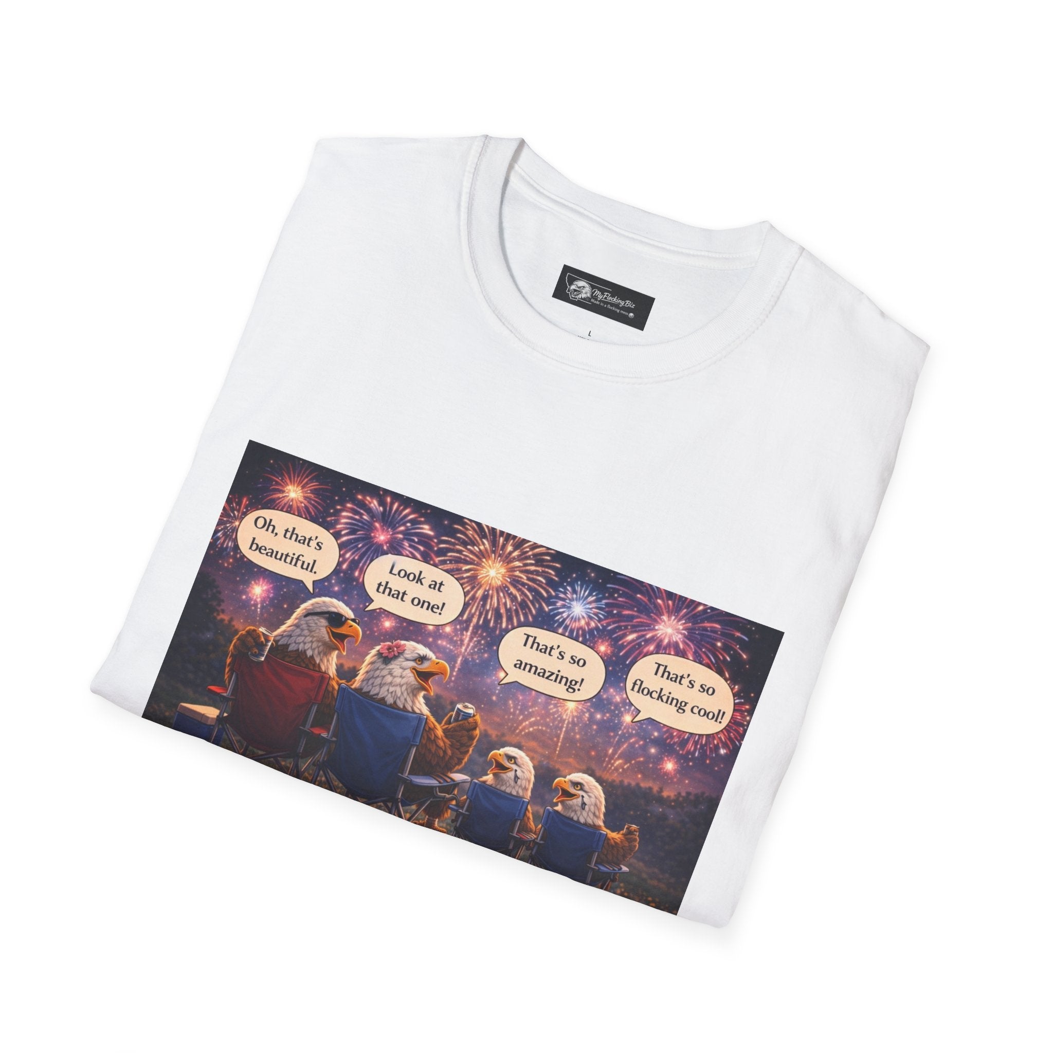 Independence Day Fireworks Puppies T-Shirt — "Happy Independence Day" Patriotic Dog Tee