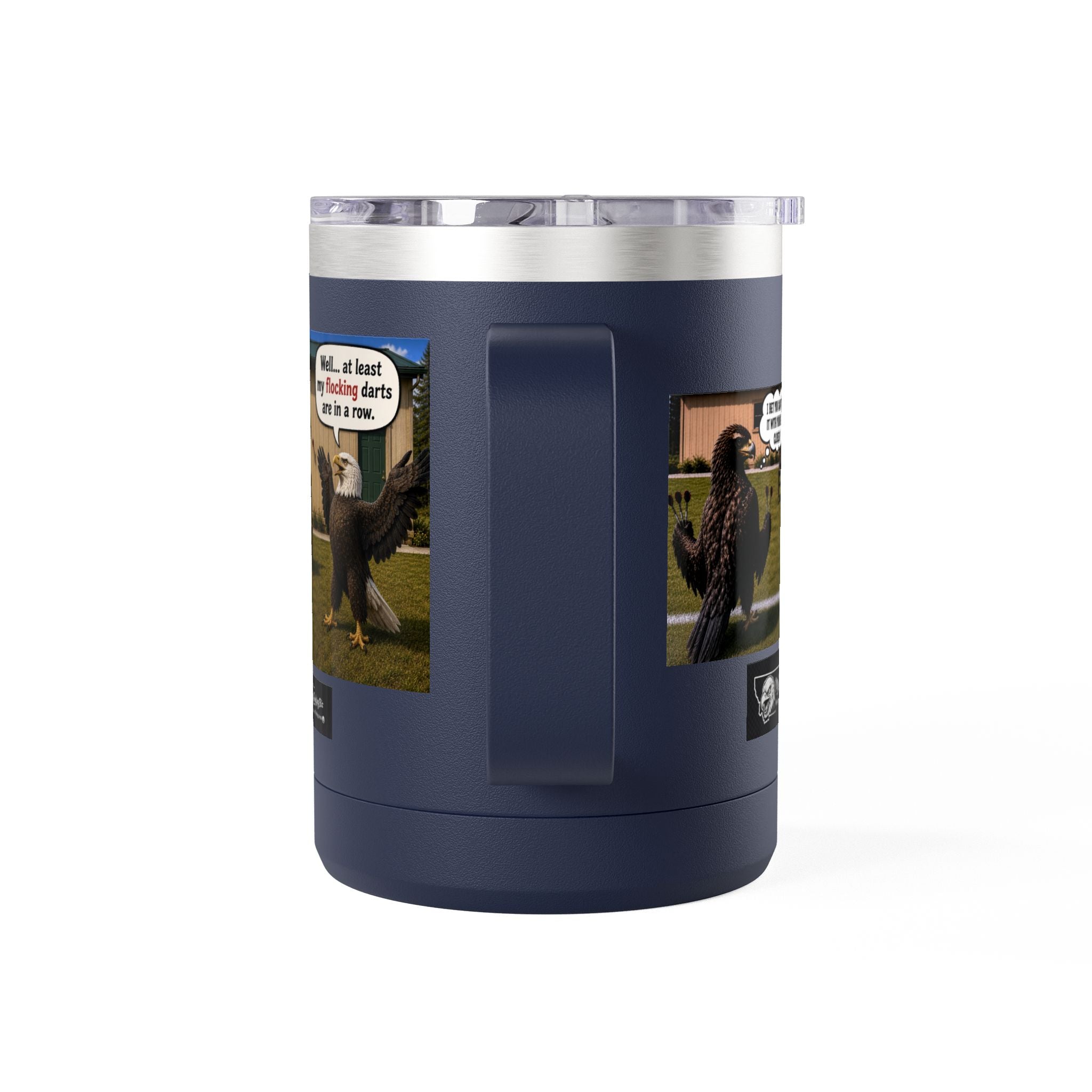 15oz Funny Turkey Dartboard Coffee Tumbler – "Well... at least my flocking darts are in a row"