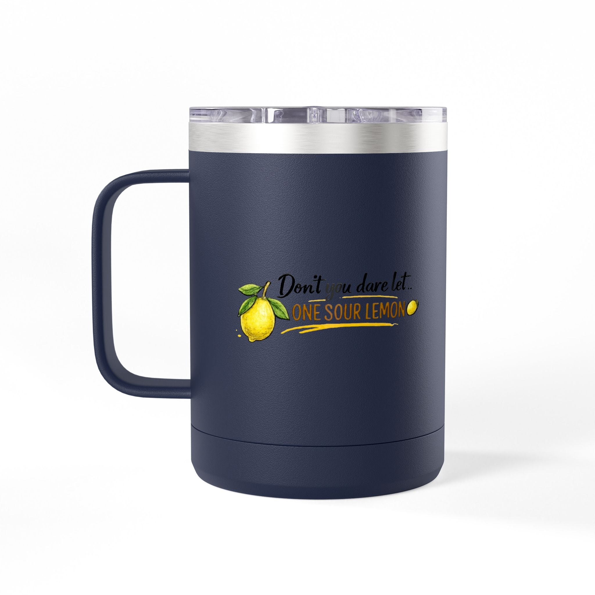 Flocking Squeeze 15oz Insulated Coffee Mug Tumbler – Cute Lemon Pun Gift