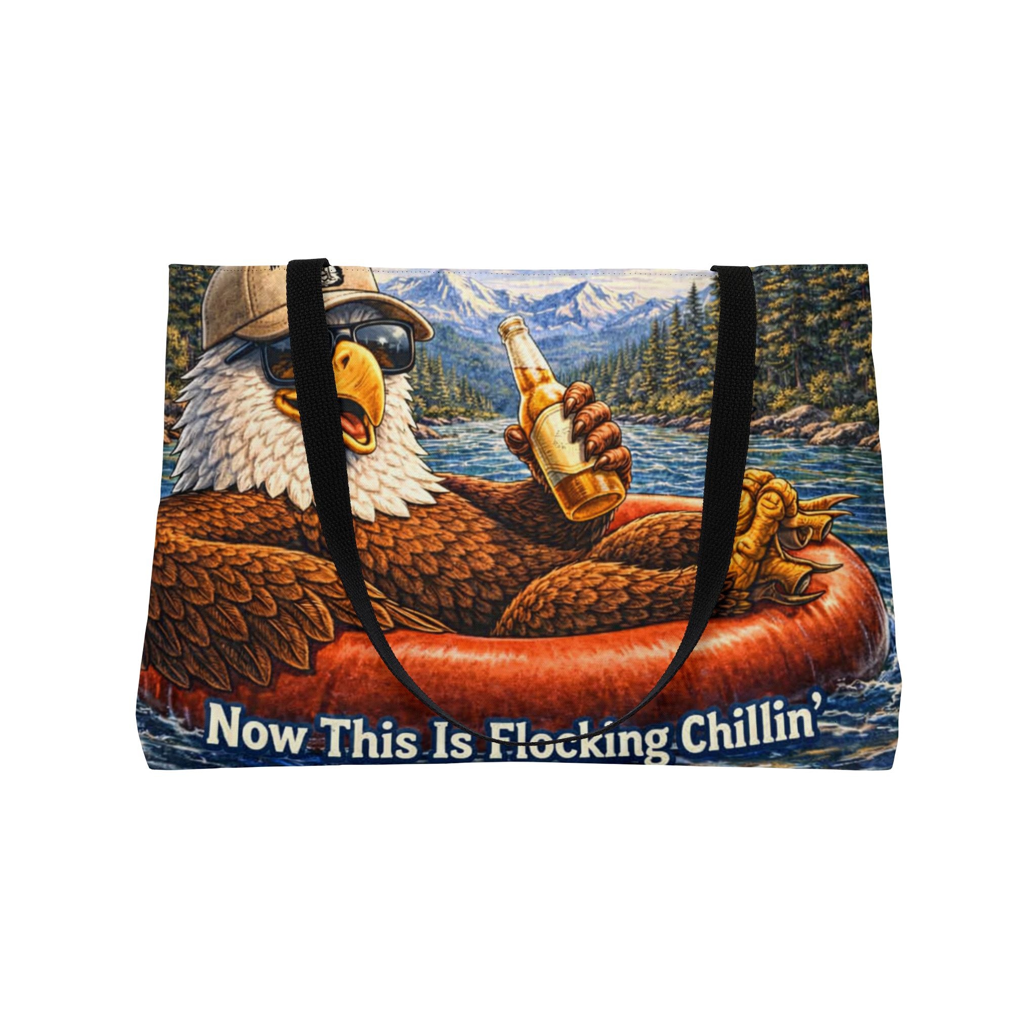 Flocking chillin' Float Tote Bag — "Now This Is Flocking Chillin'" Weekender Beach Bag