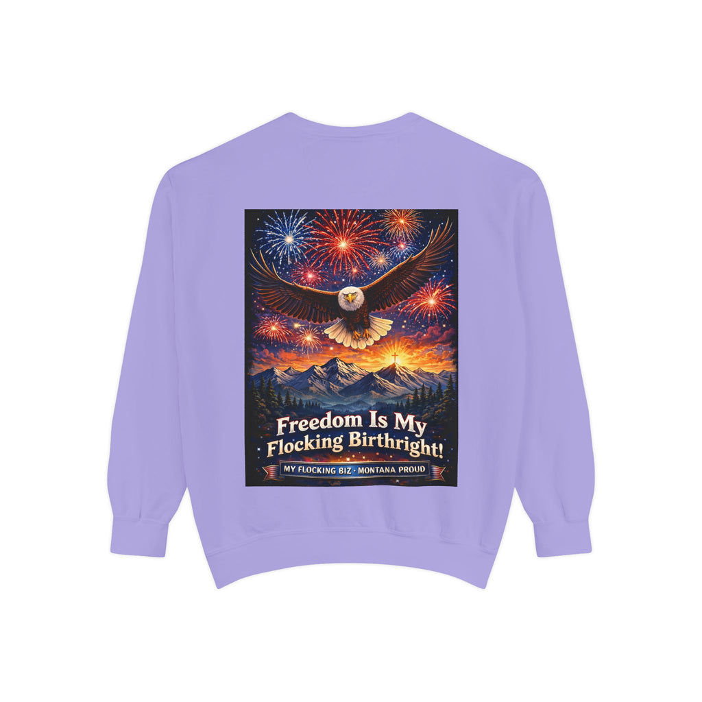 Freedom Is My Flocking Birthright Sweatshirt — Eagle & Fireworks Patriotic Crewneck