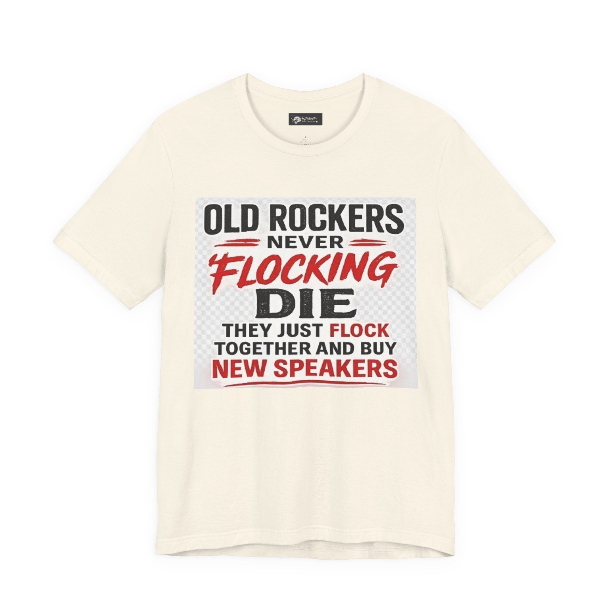 Rockers Never Die Graphic Tee — "Old Rockers Never Flocking Die" Vintage Music T-Shirt