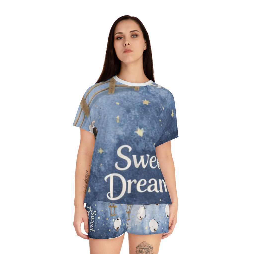 Sweet Dreams Sheep Pajama Set — Women's Short Sleepwear