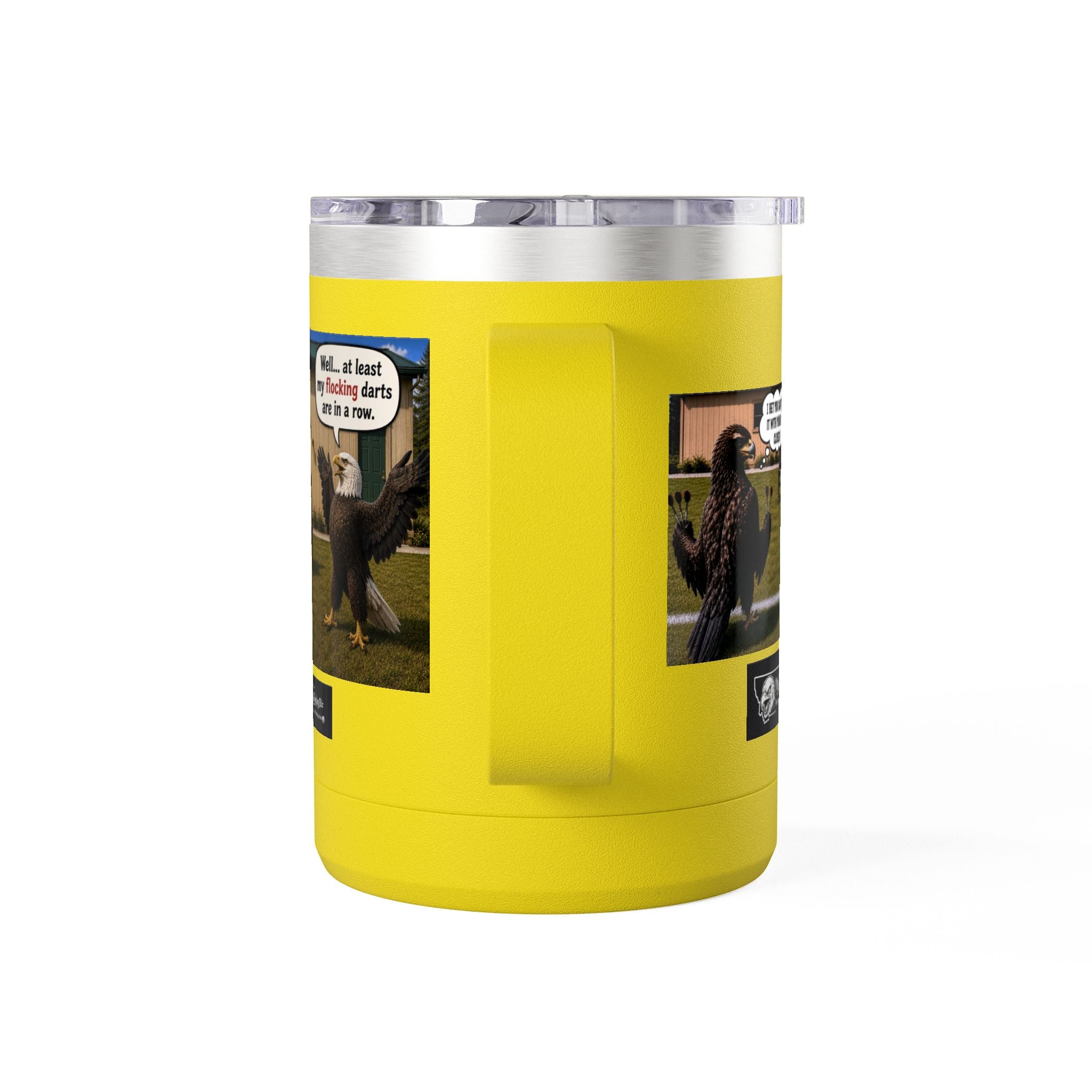 15oz Funny Turkey Dartboard Coffee Tumbler – "Well... at least my flocking darts are in a row"
