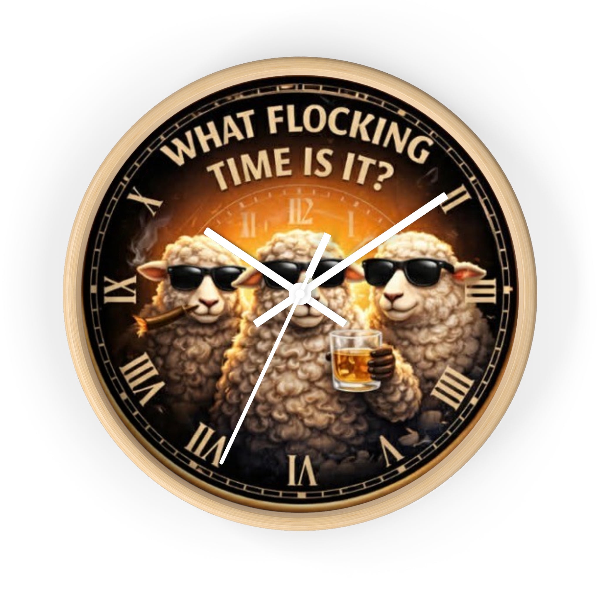 Wall Clock — "What Flocking Time Is It?" Funny Sheep Drinking Clock