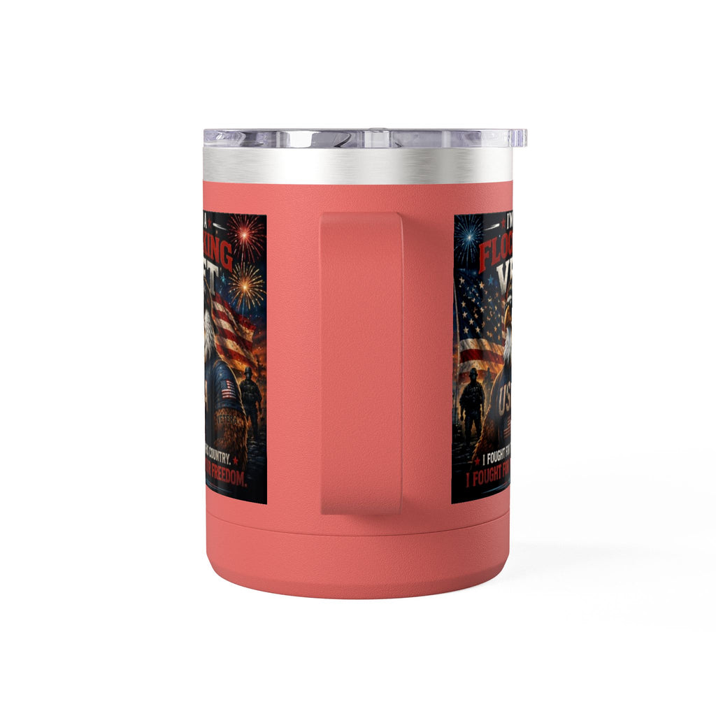 Flocking Proud Veteran Eagle Coffee Tumbler 15oz — “I’m a Flocking Vet” USA Patriotic Mug