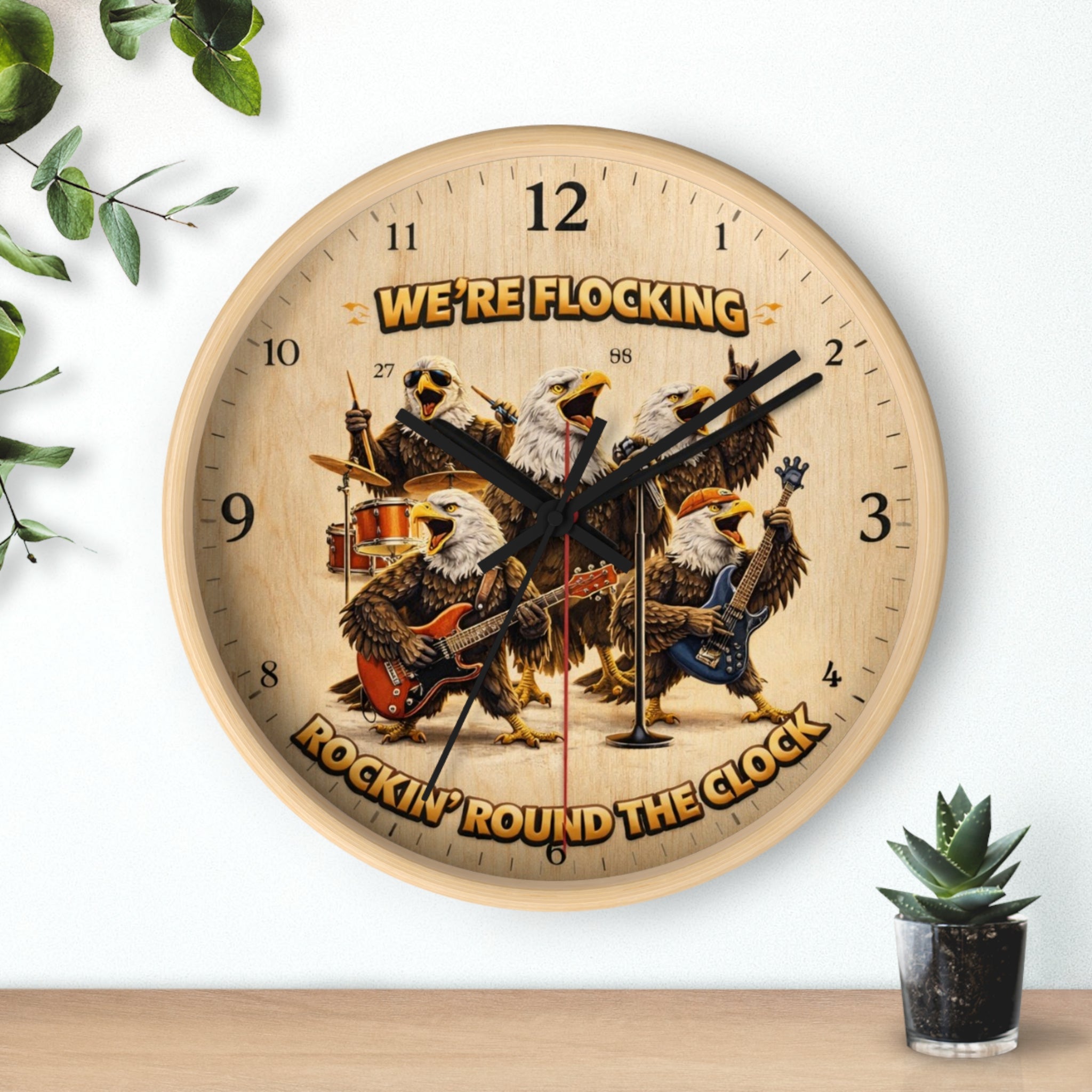 Wall Clock - 'We're Flocking Rockin' Round the Clock' Eagle Band Retro Wall Clock