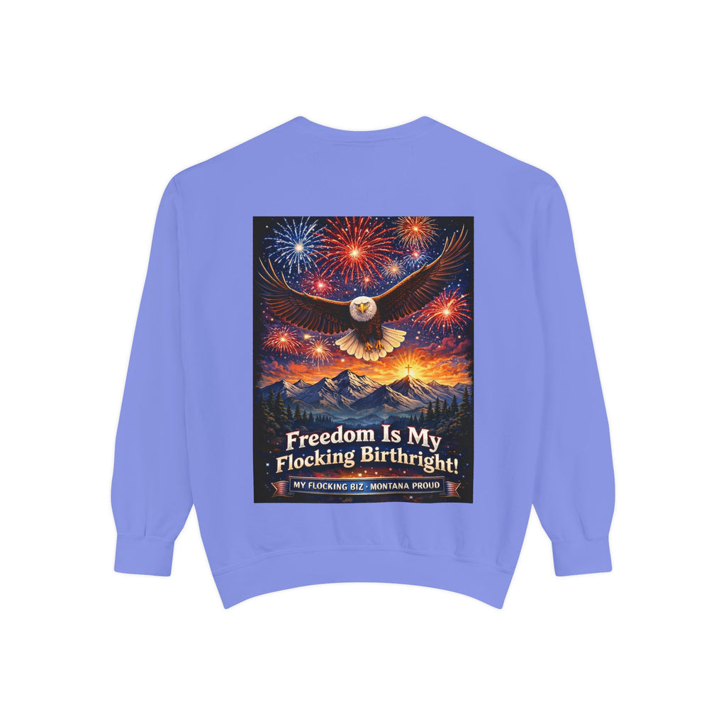 Freedom Is My Flocking Birthright Sweatshirt — Eagle & Fireworks Patriotic Crewneck