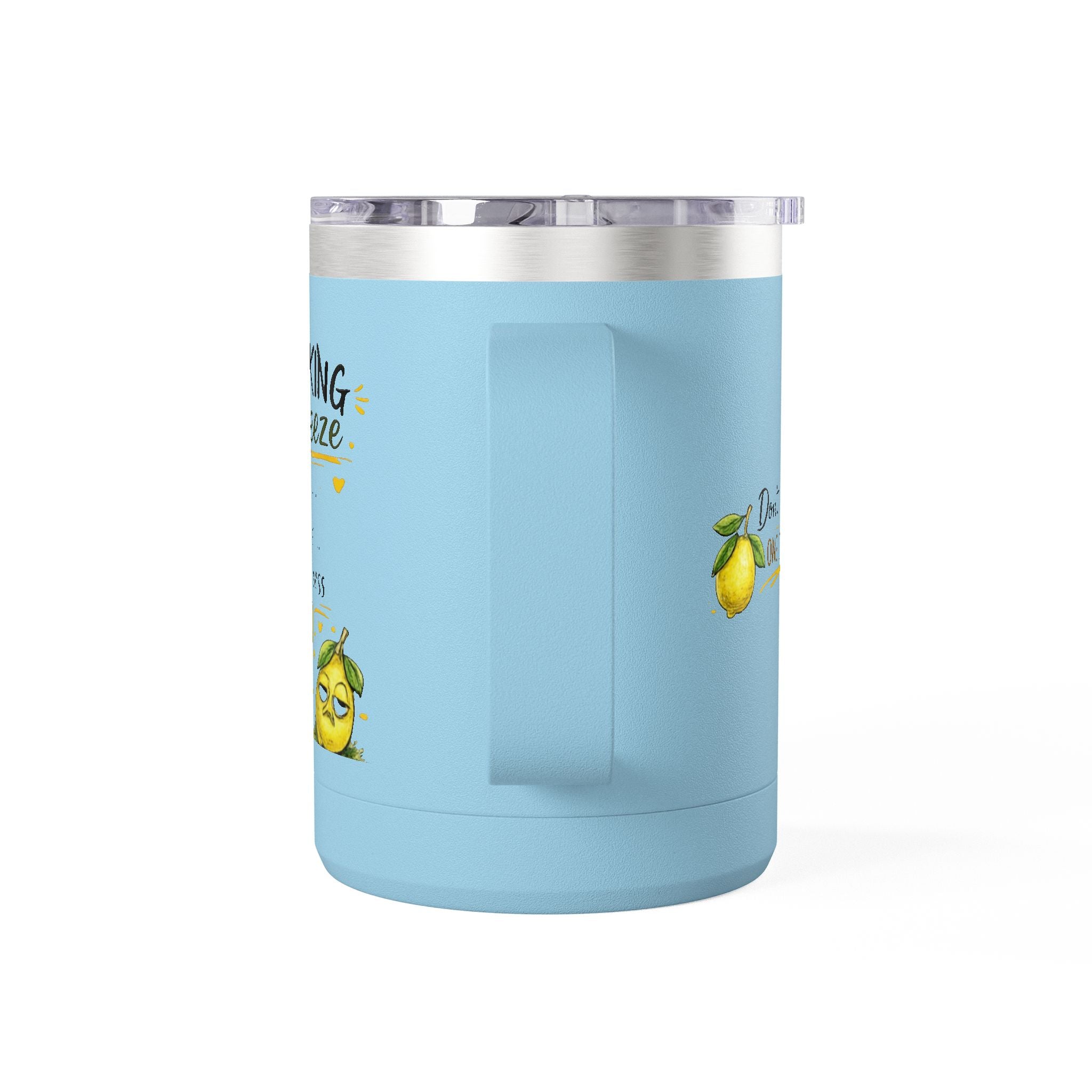 Flocking Squeeze 15oz Insulated Coffee Mug Tumbler – Cute Lemon Pun Gift
