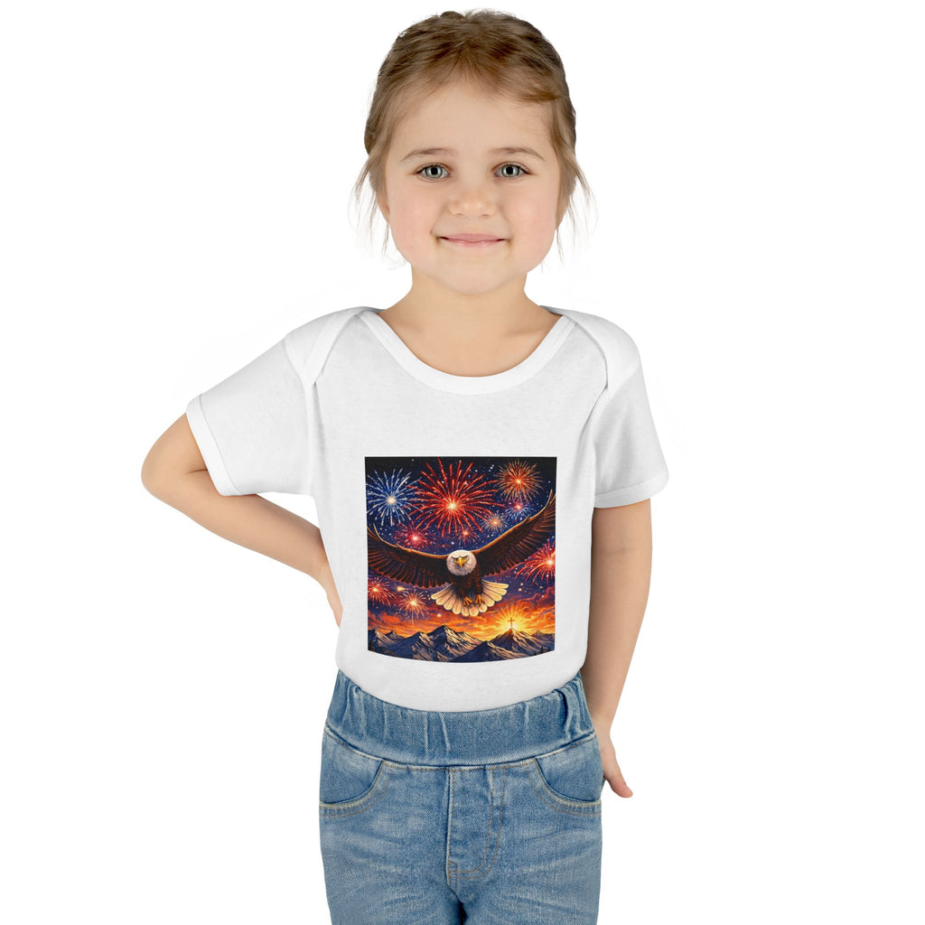 Infant Bodysuit — Patriotic Bald Eagle Fireworks Baby Onesie