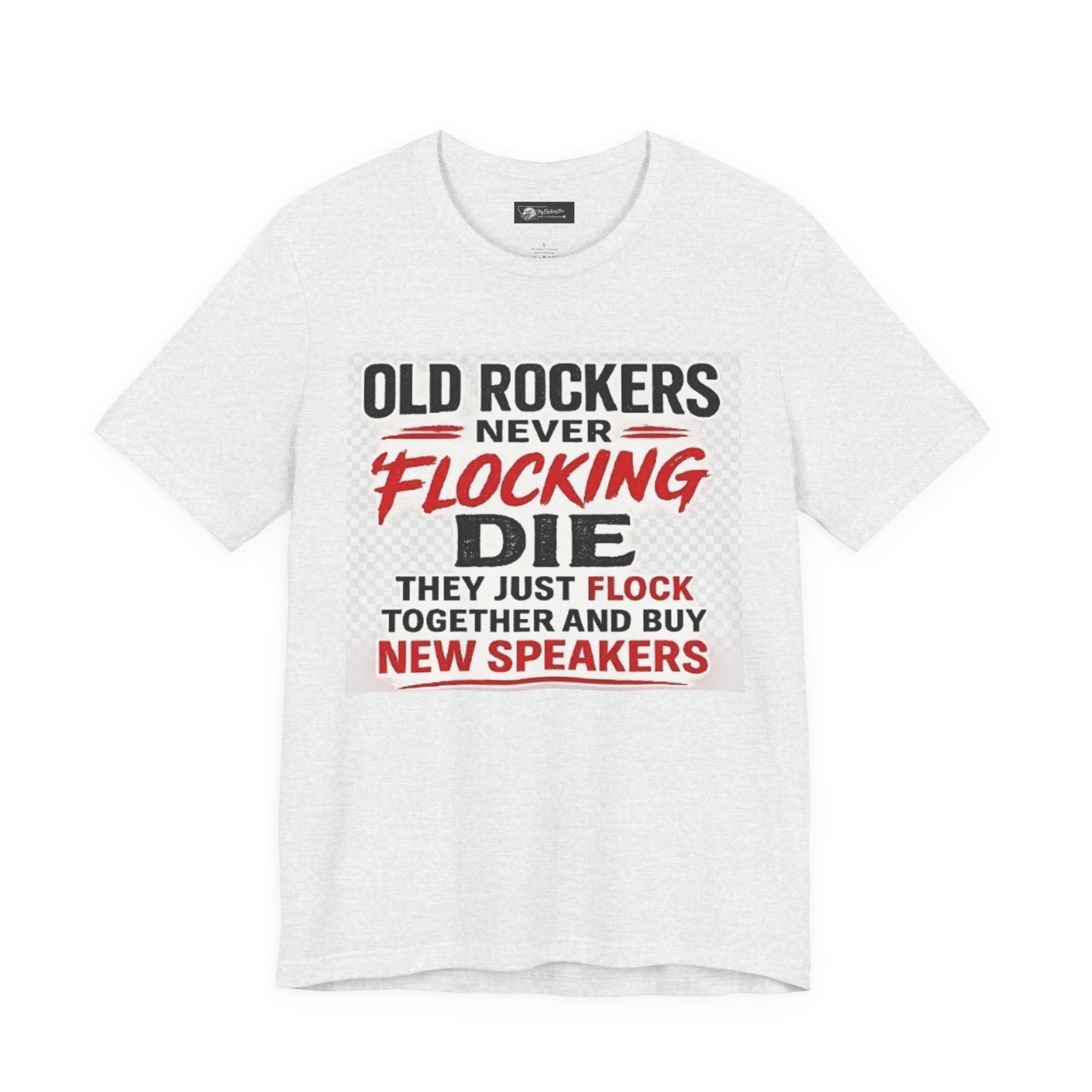 Rockers Never Die Graphic Tee — "Old Rockers Never Flocking Die" Vintage Music T-Shirt