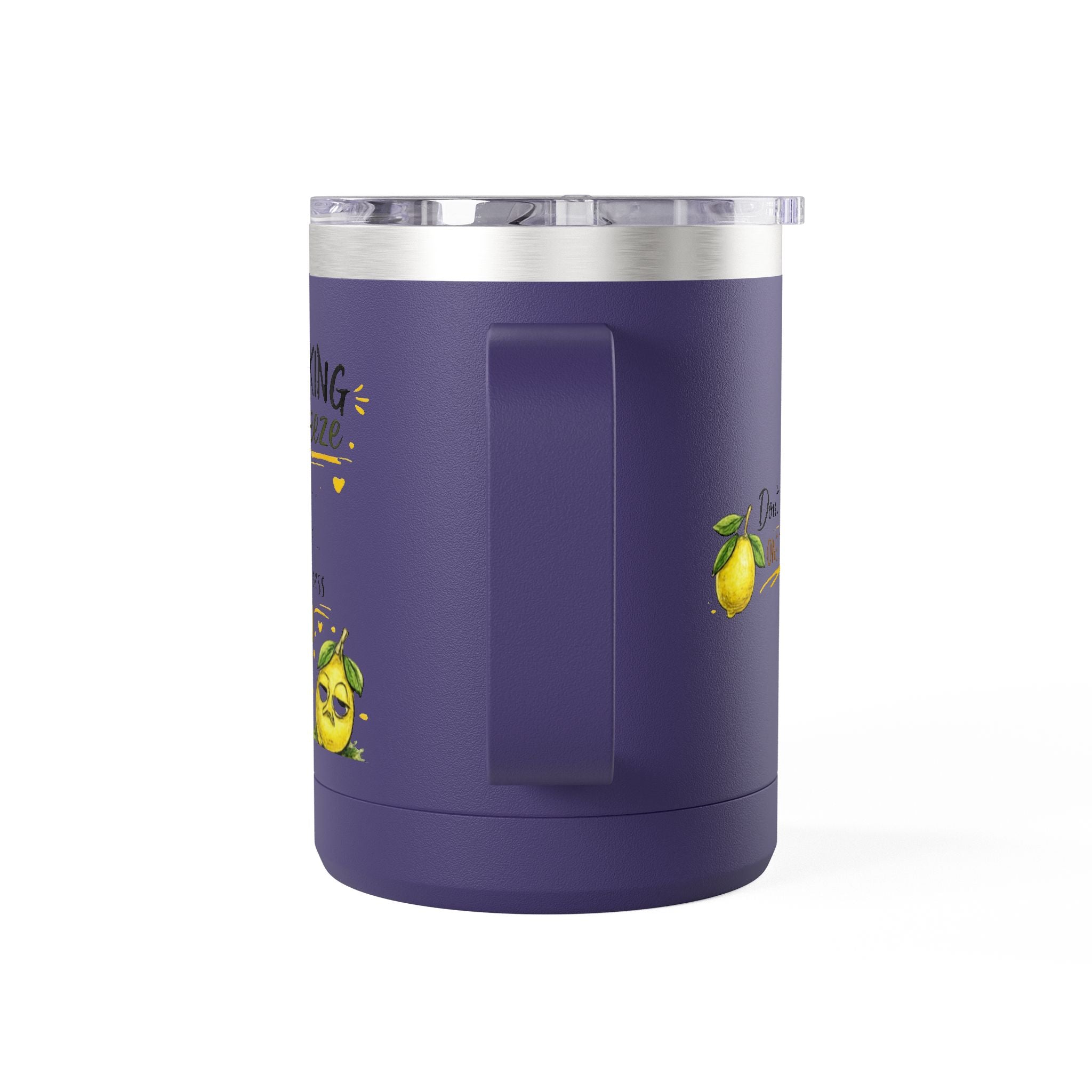 Flocking Squeeze 15oz Insulated Coffee Mug Tumbler – Cute Lemon Pun Gift