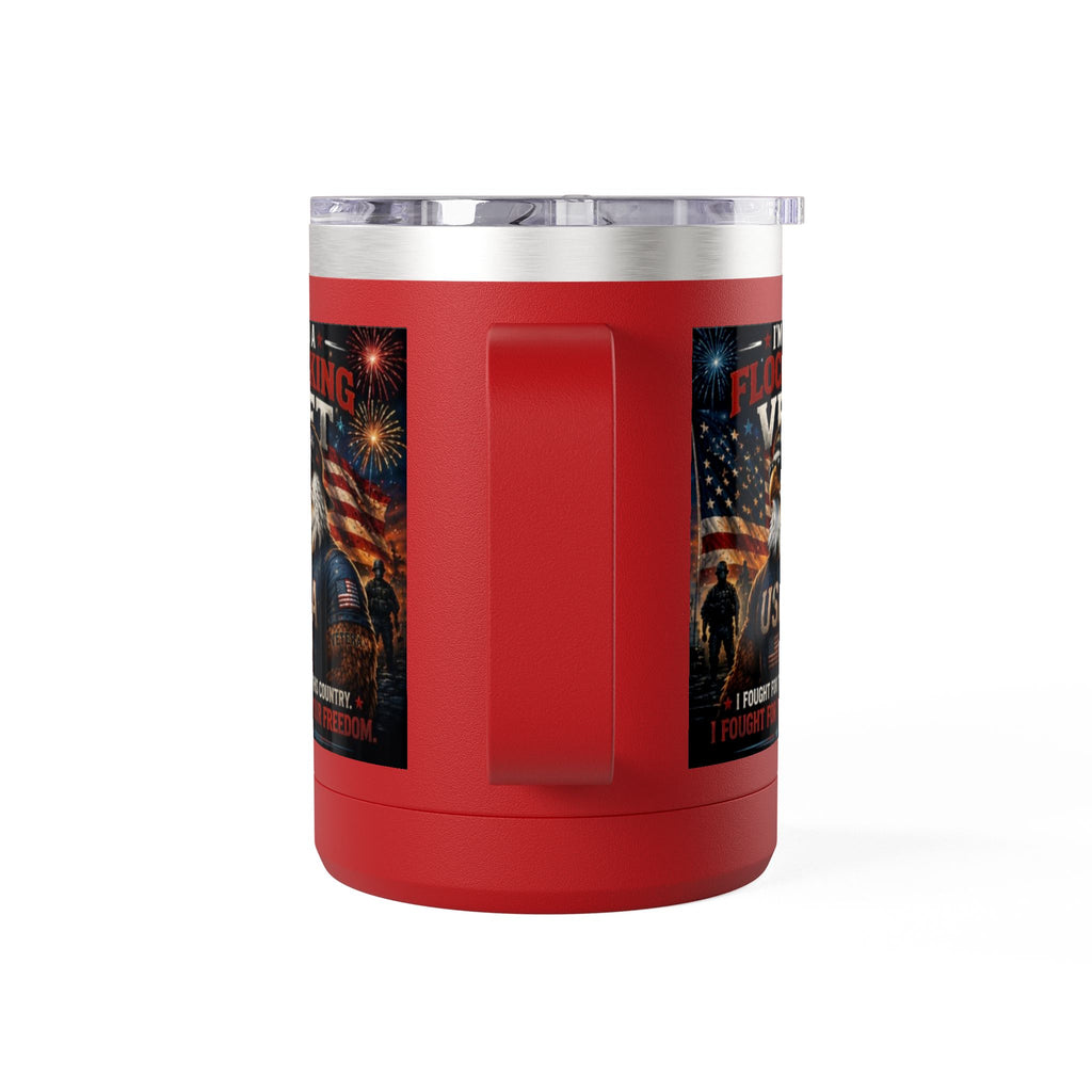 Flocking Proud Veteran Eagle Coffee Tumbler 15oz — “I’m a Flocking Vet” USA Patriotic Mug