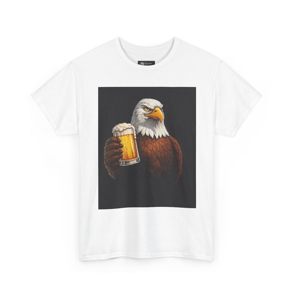 Eagle with Beer T‑Shirt — "It’s Happy Hour Somewhere" Patriotic Graphic Tee