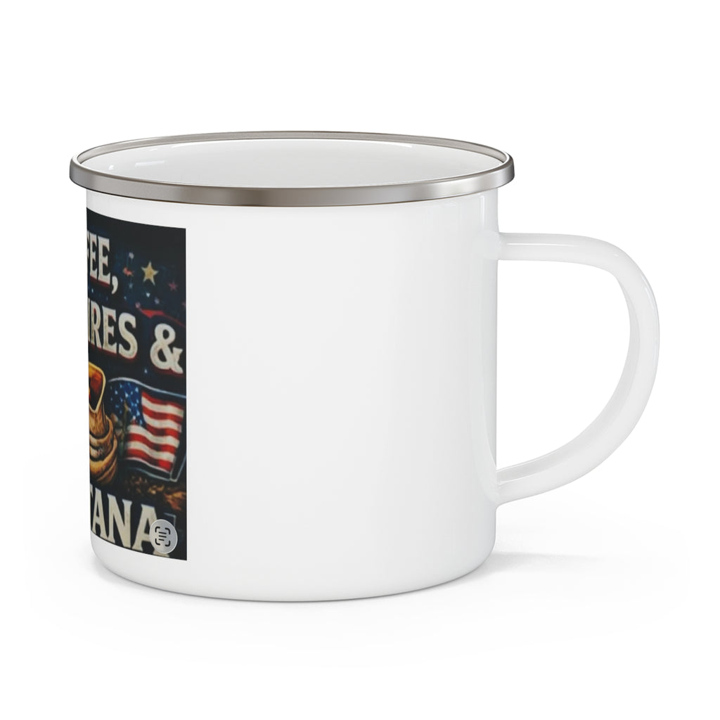 Montana Coffee, Campfires & Cowboy Enamel Camping Mug