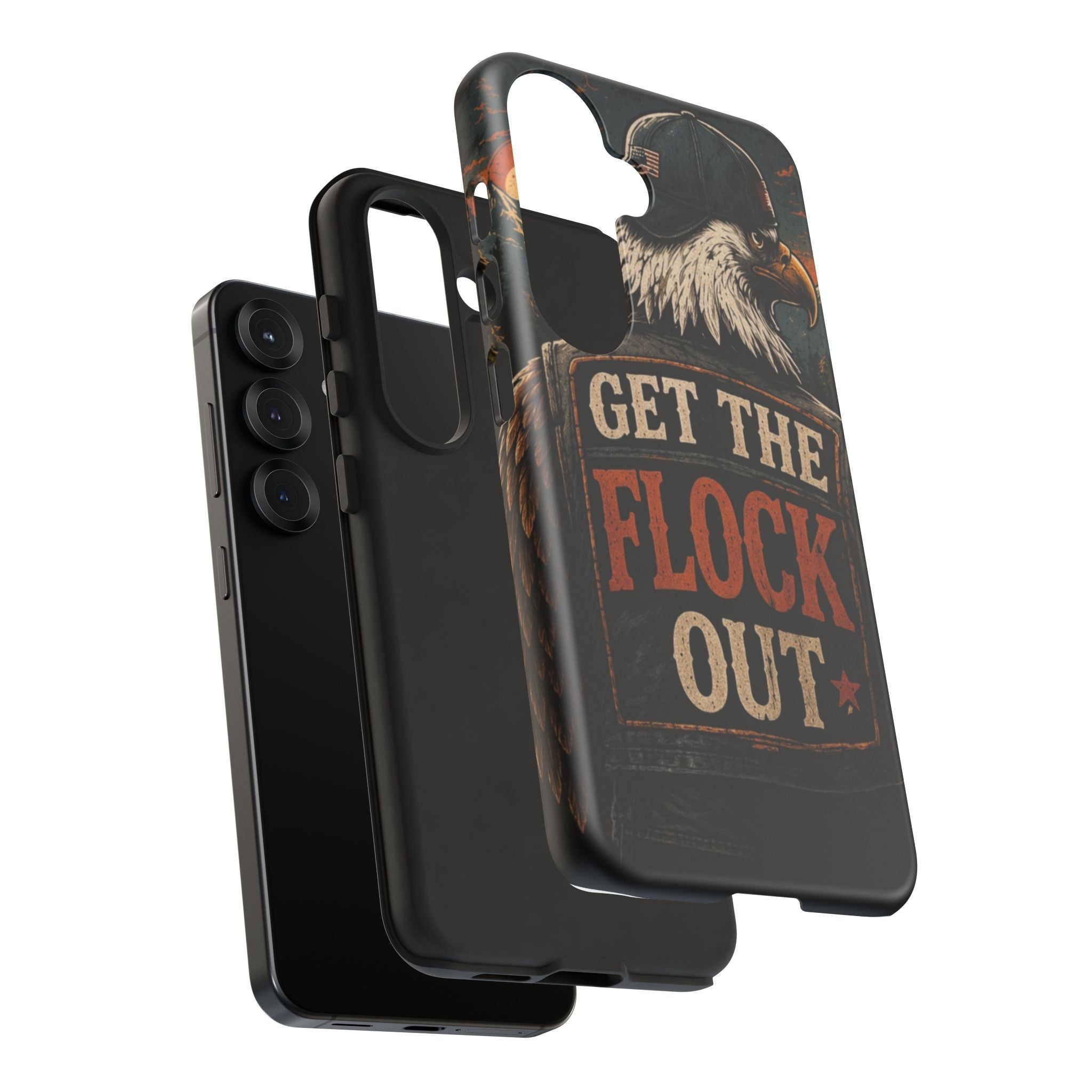 Phone Case — 'Get the Flock Out' Eagle Design Rugged Protective Cover