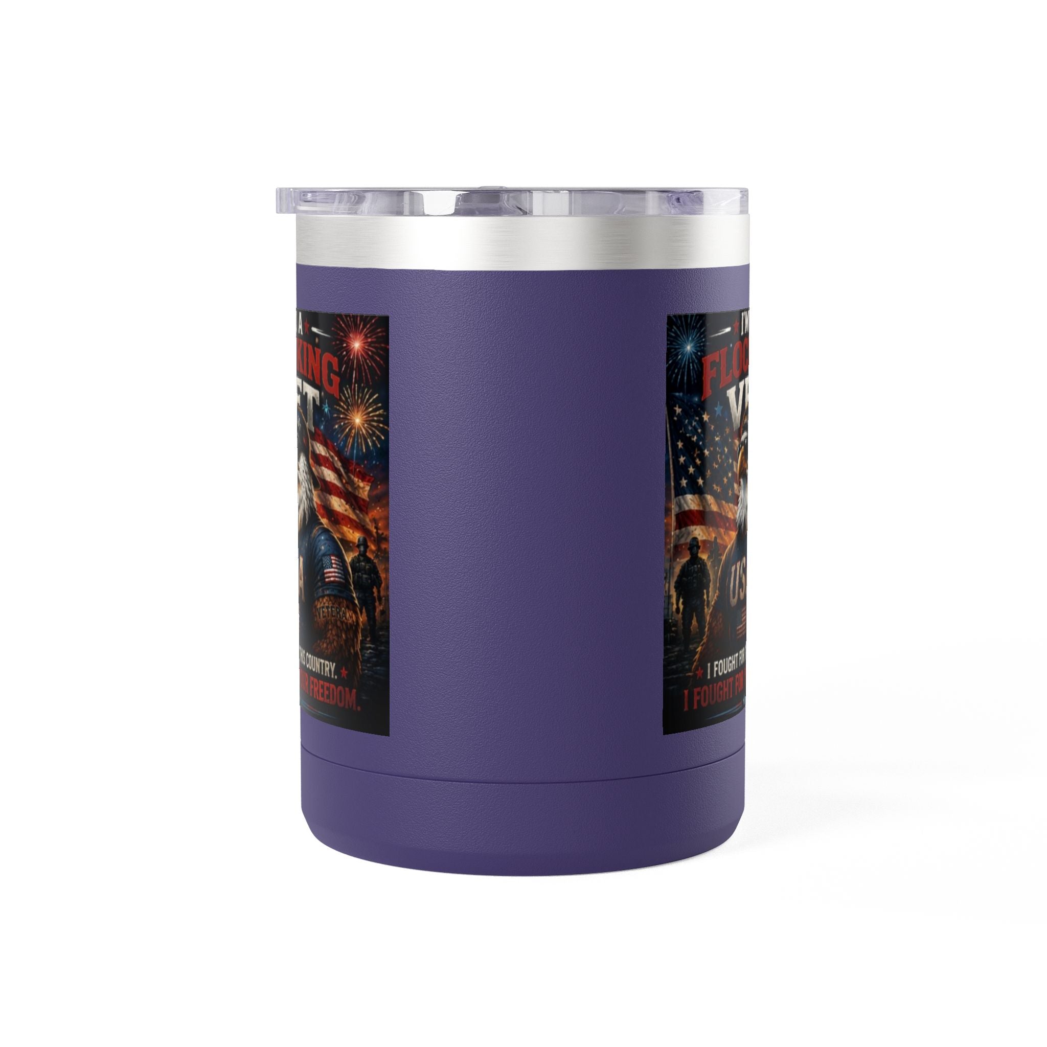 Flocking Proud Veteran Eagle Coffee Tumbler 15oz — “I’m a Flocking Vet” USA Patriotic Mug