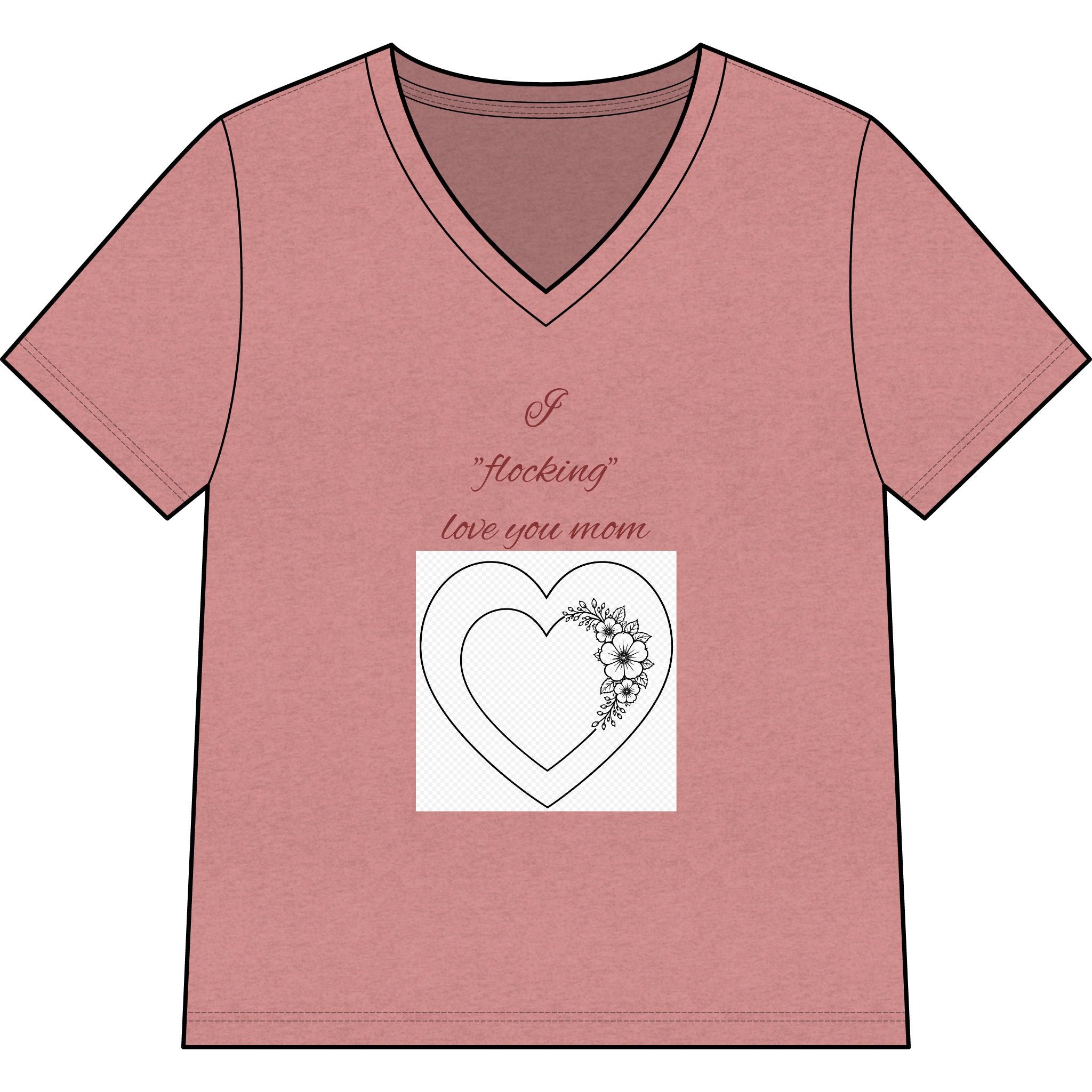 Say Happy Mother's Day with this Heart Tee with flowers that will not wilt — "A Mother's Love is Forever" V‑Neck