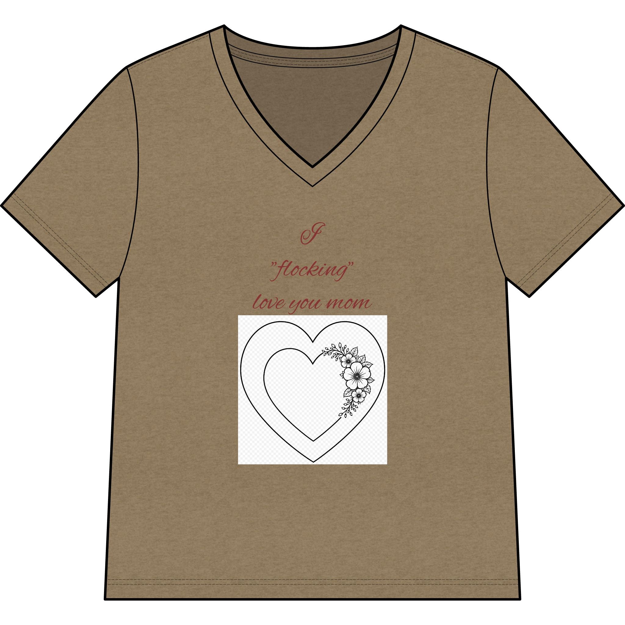 Say Happy Mother's Day with this Heart Tee with flowers that will not wilt — "A Mother's Love is Forever" V‑Neck