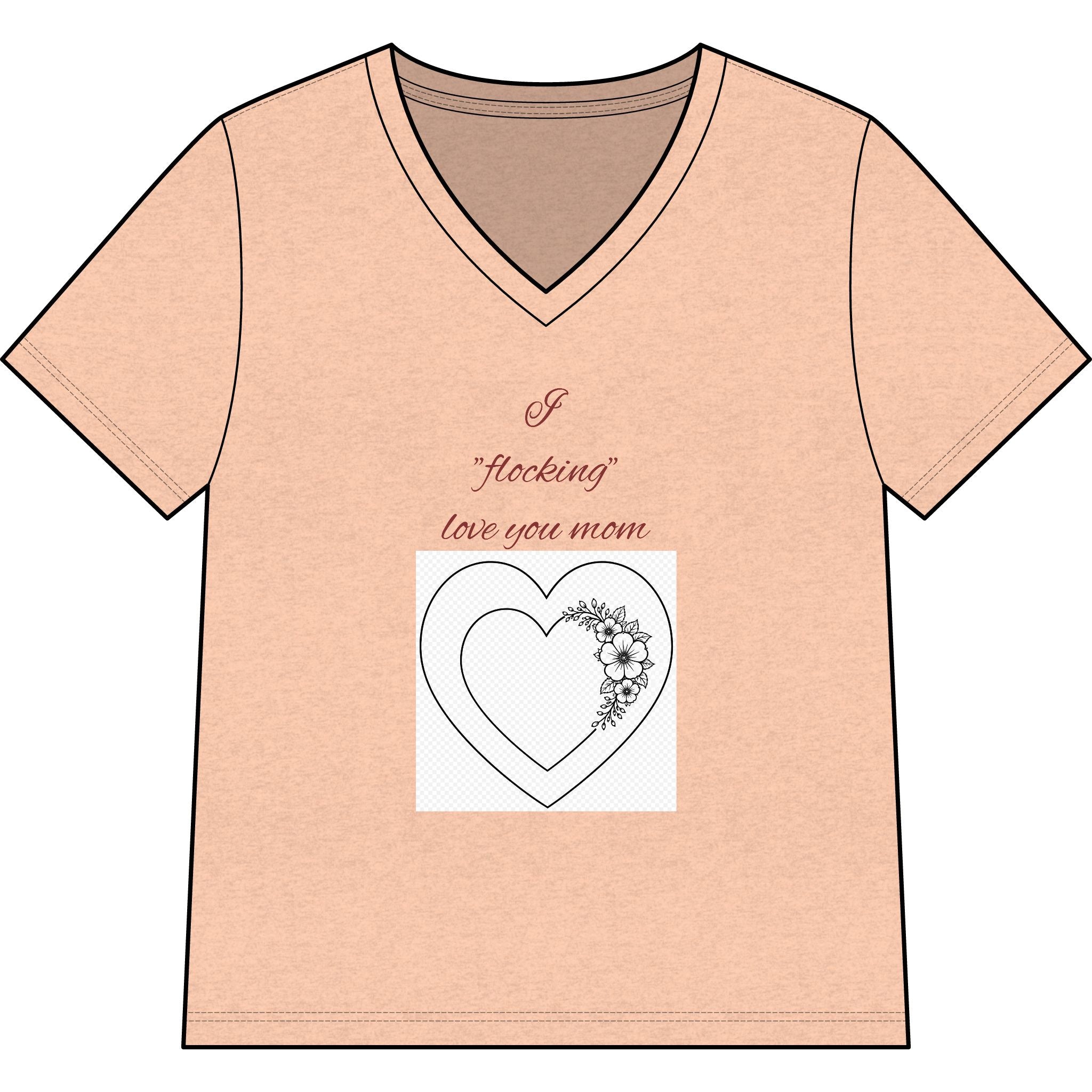 Say Happy Mother's Day with this Heart Tee with flowers that will not wilt — "A Mother's Love is Forever" V‑Neck