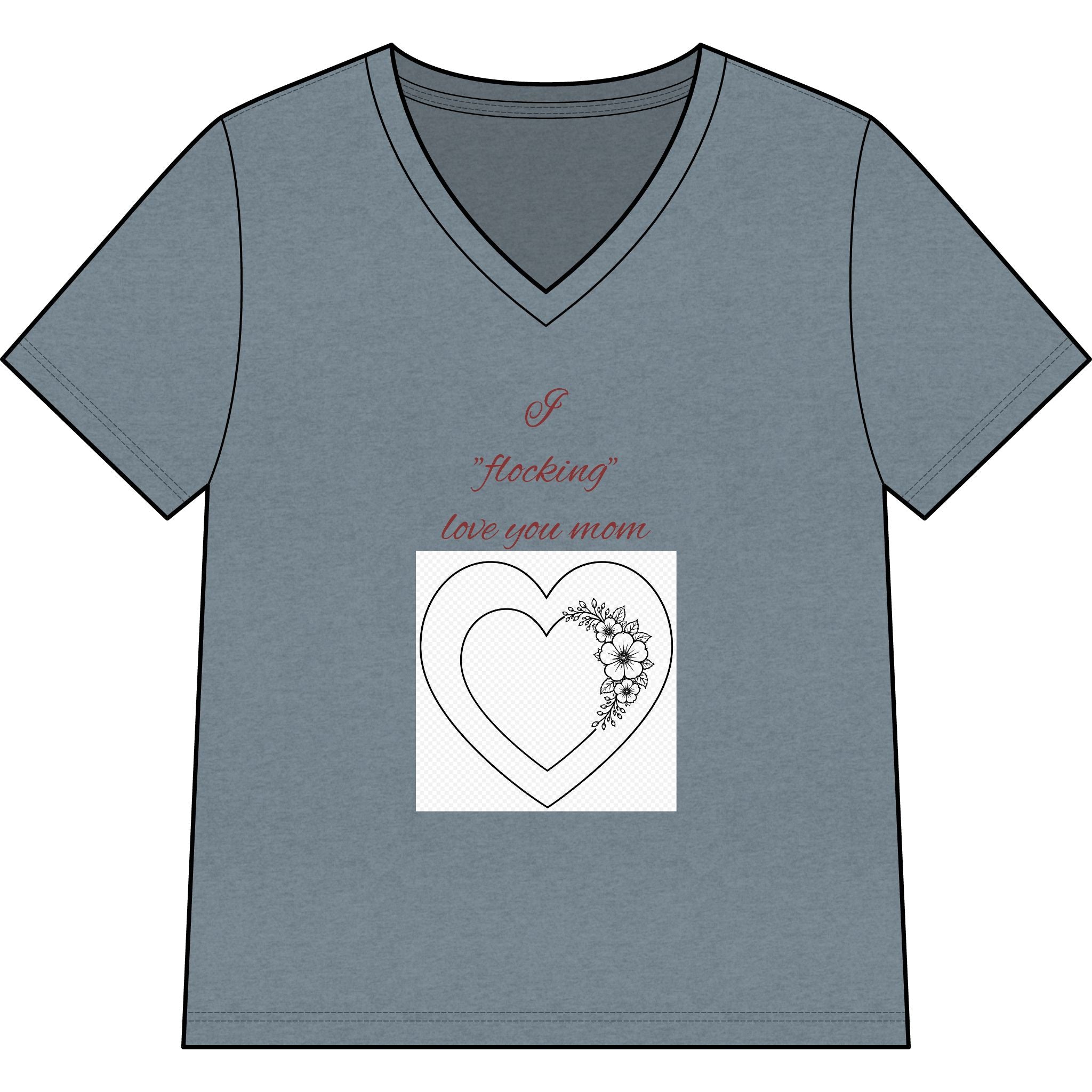 Say Happy Mother's Day with this Heart Tee with flowers that will not wilt — "A Mother's Love is Forever" V‑Neck